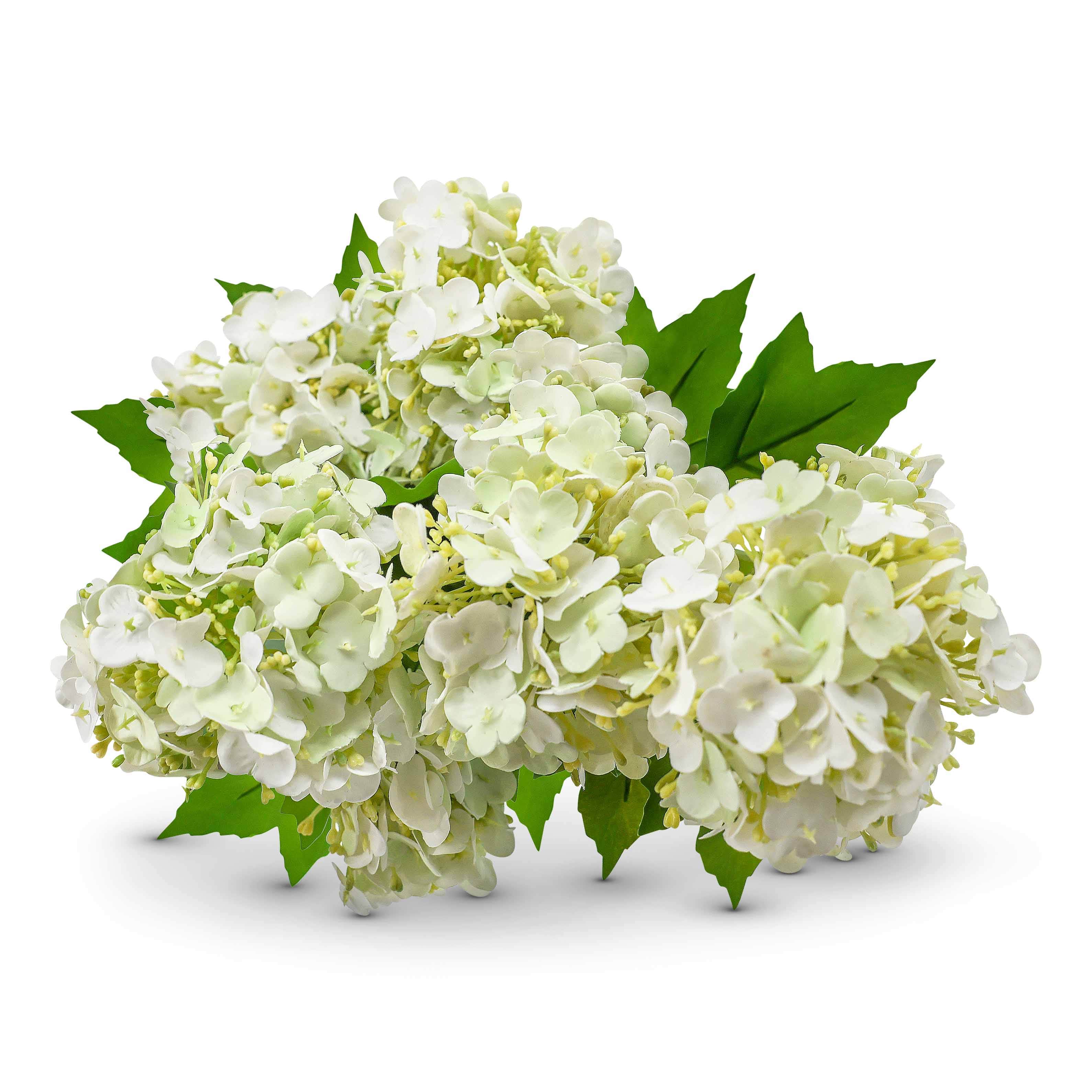 Faux Snowball Flowers Branches in Cream (Set of 3)