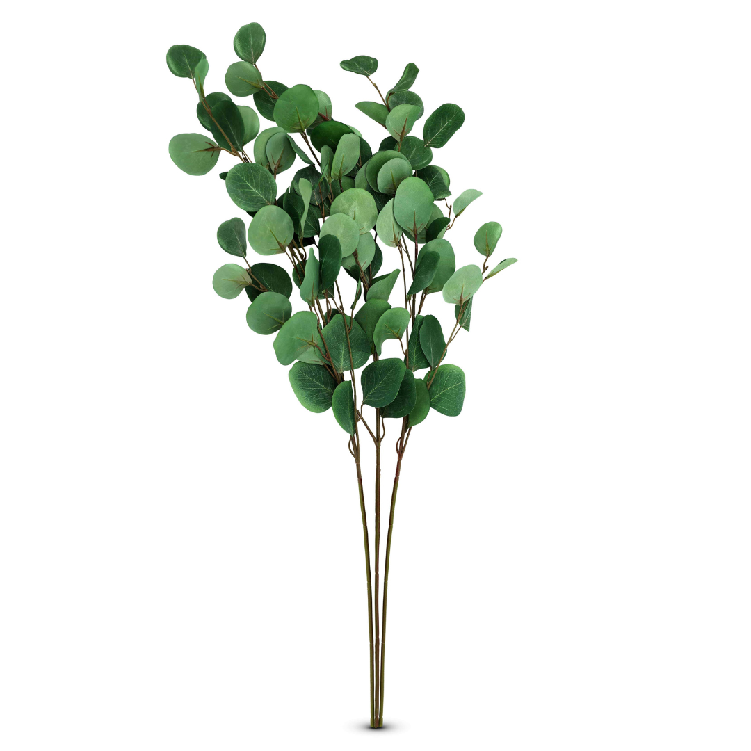 34" Faux Silver Dollar Eucalyptus Branches (Set of 3)