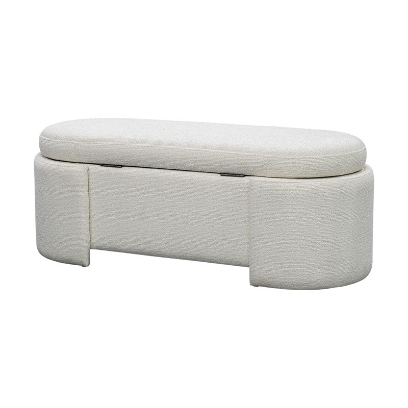 Leslie Fully Upholstered Oval Storage Bench with Soft-Close Lid