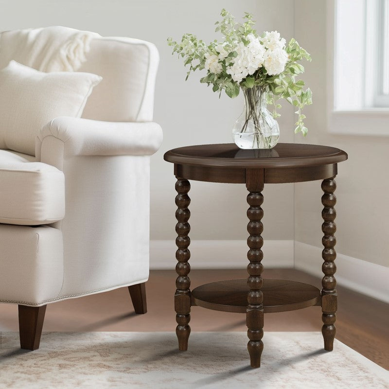 Philippe Round End Table with Shelf