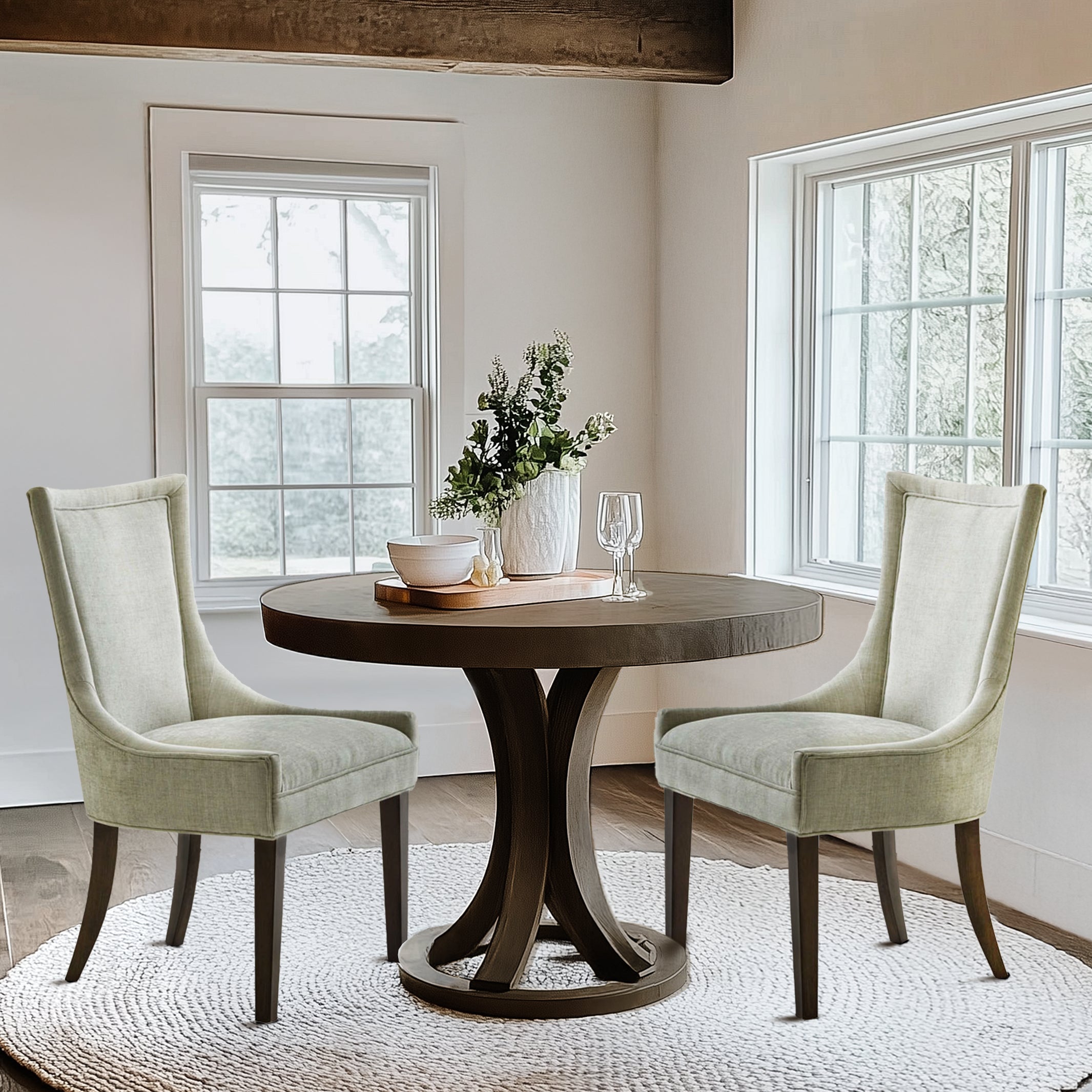 Ultra Ultra Upholstered Dining Side Chairs with wood legs (Set of 2)