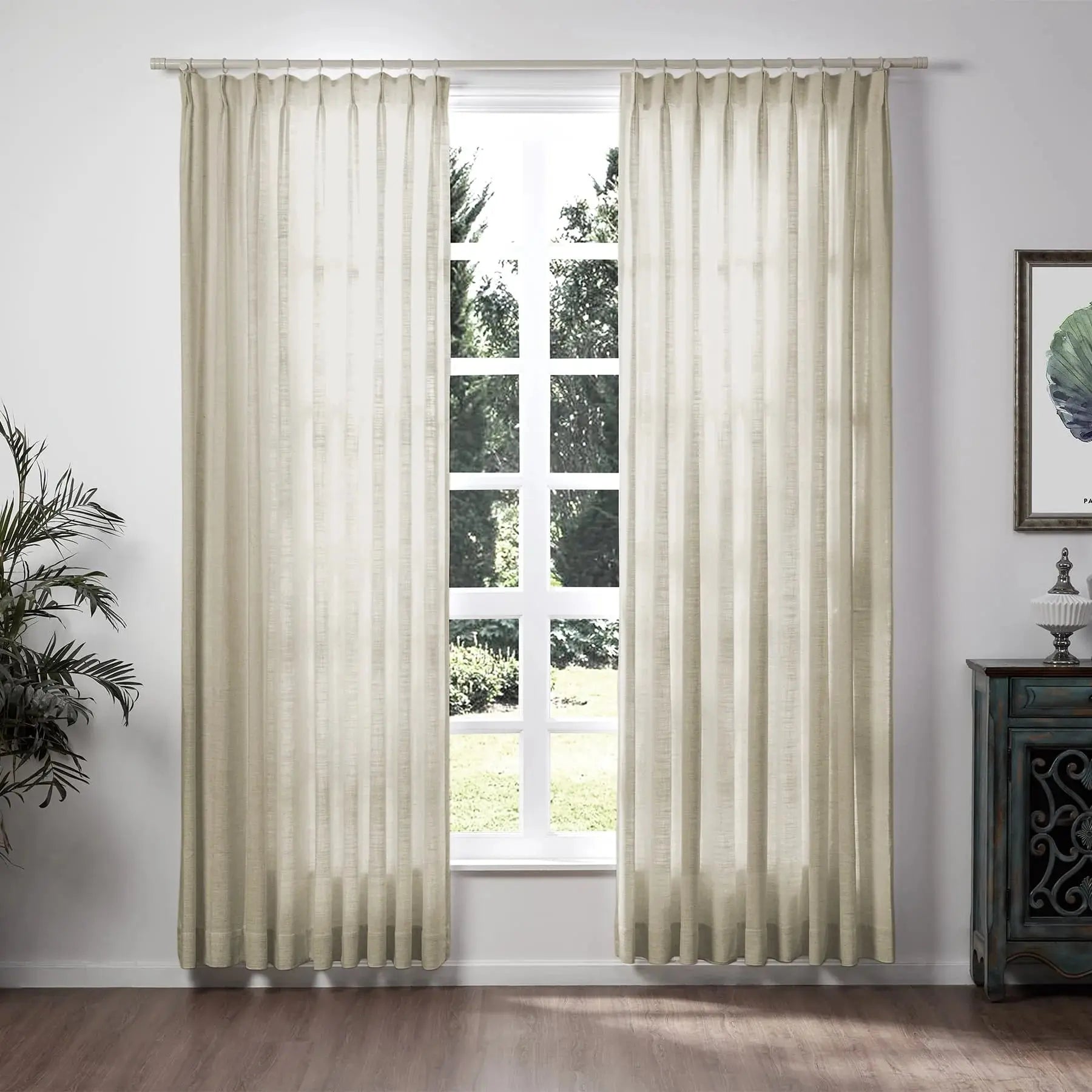Liz Linen Drapery Pinch Pleat with Unlined - Snow White TWOPAGES