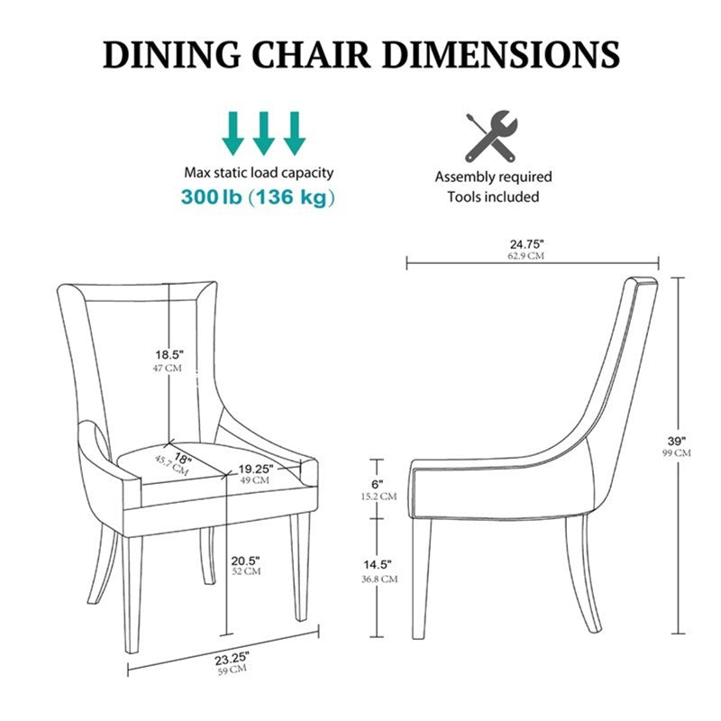 Ultra Ultra Upholstered Dining Side Chairs with wood legs (Set of 2)