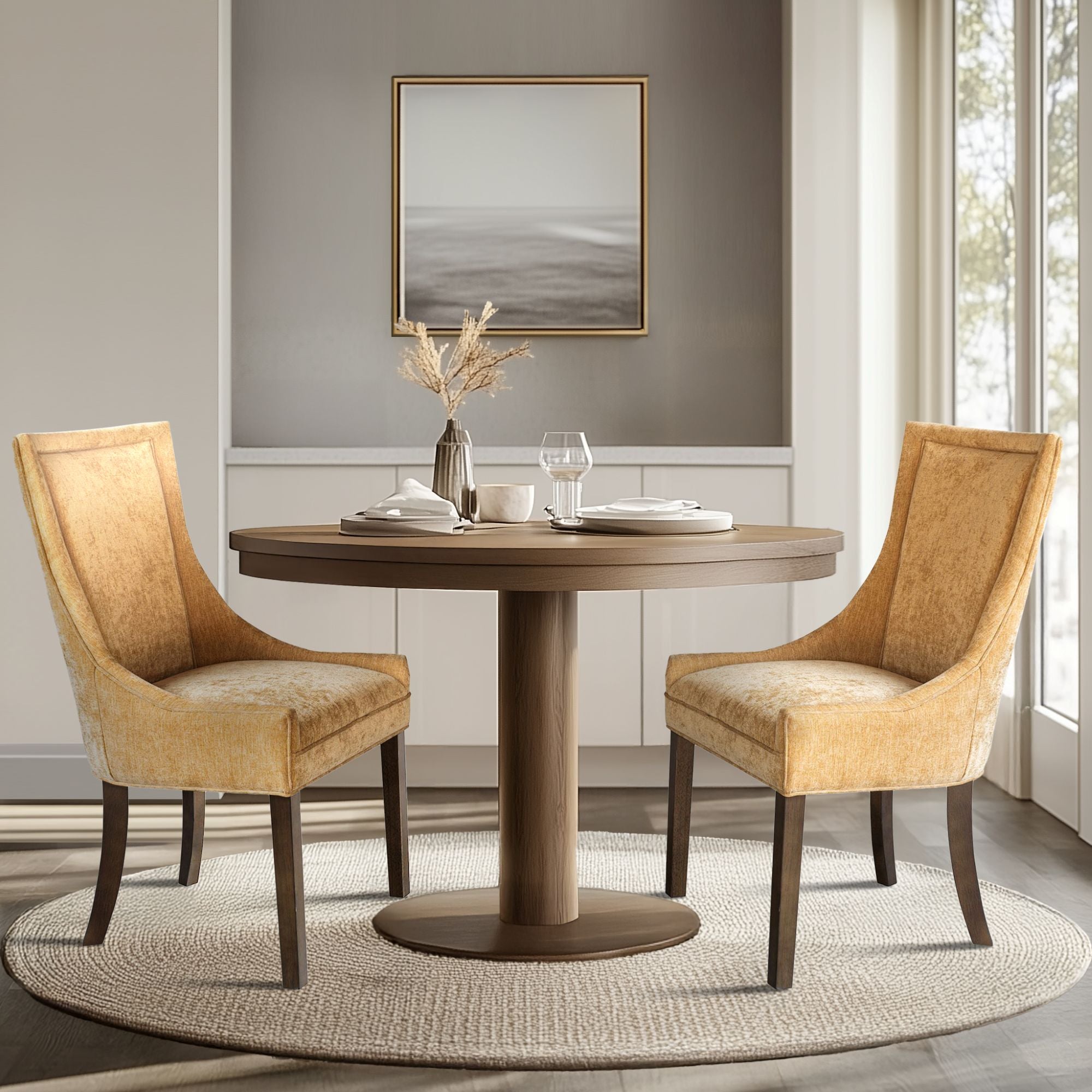Ultra Ultra Upholstered Dining Side Chairs with wood legs (Set of 2)