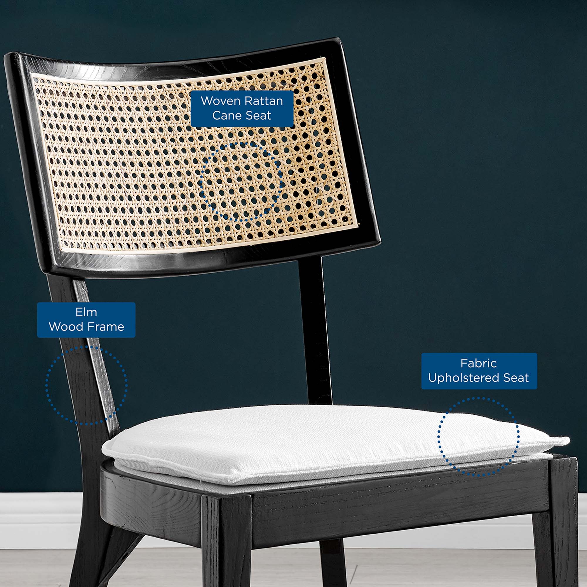 Caledonia Fabric Upholstered Wood Dining Chair