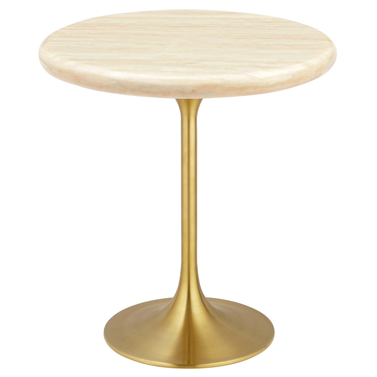 Lippa Round Faux Travertine Side Table