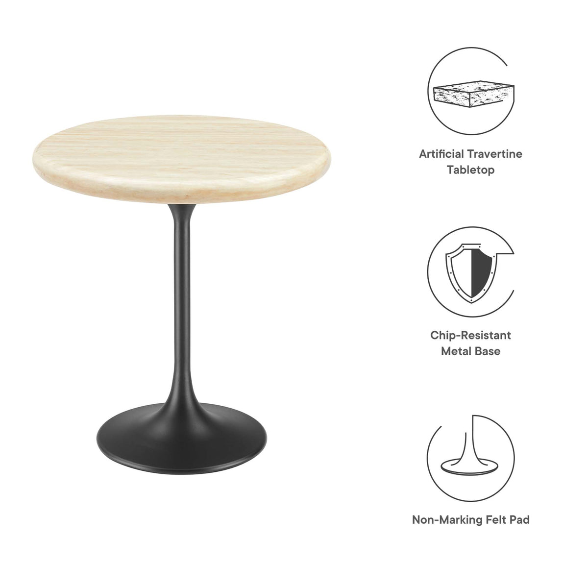 Lippa Round Faux Travertine Side Table