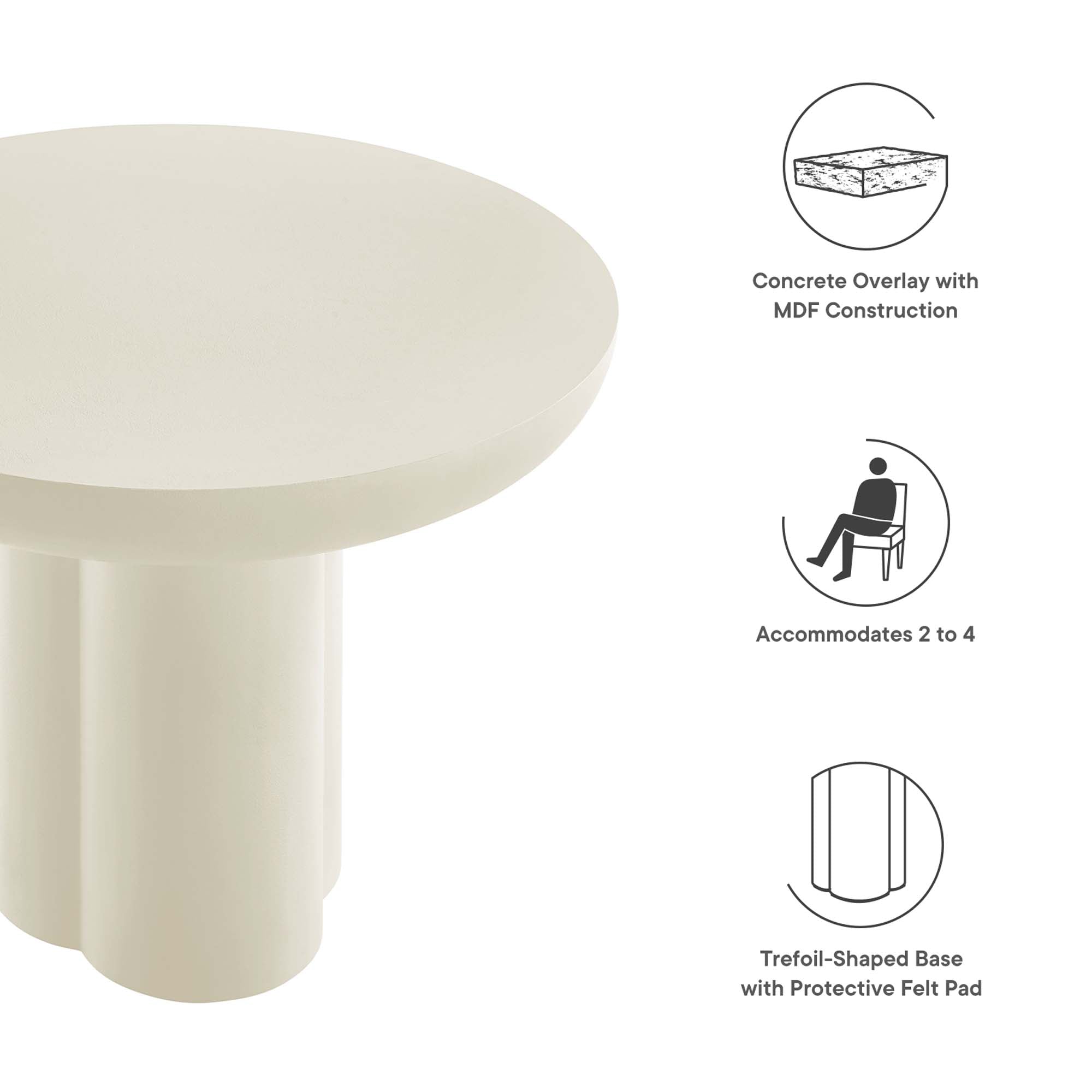 Caspian Round Concrete Dining Table