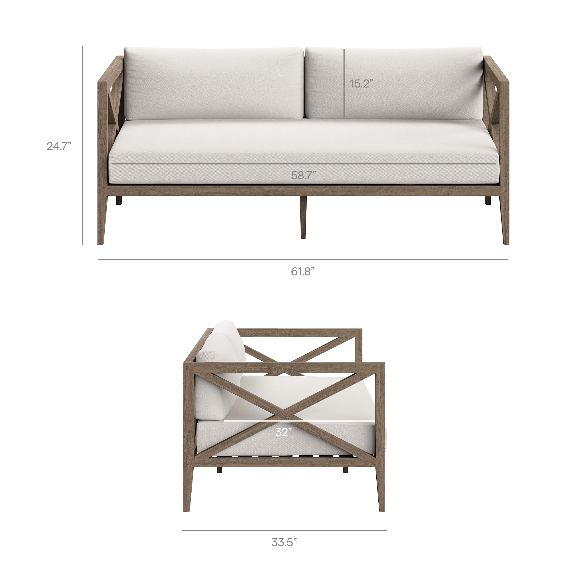 Northlake Outdoor Patio Teak Loveseat