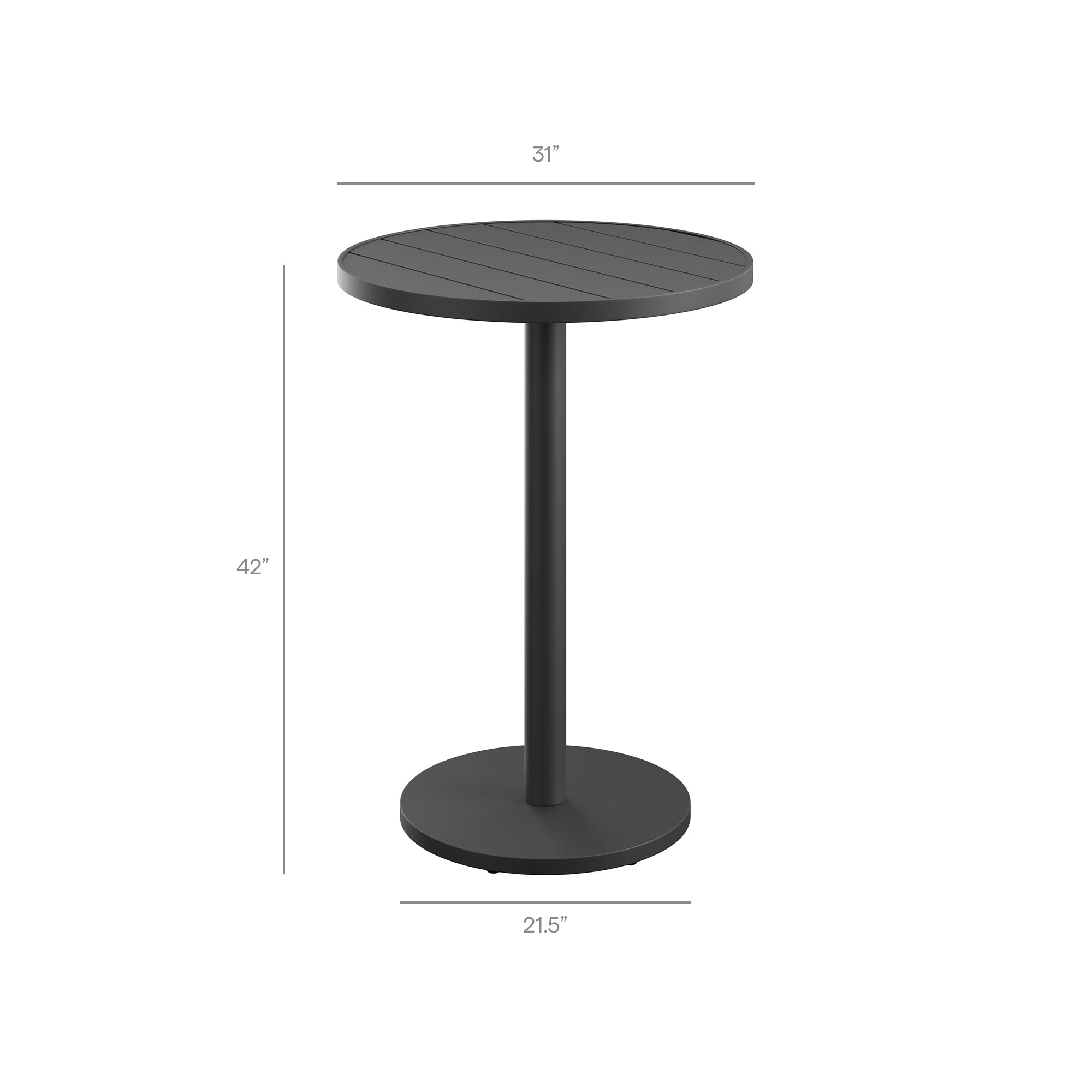 Tahoe 31 Inch Round Outdoor Patio Aluminum Bar Table