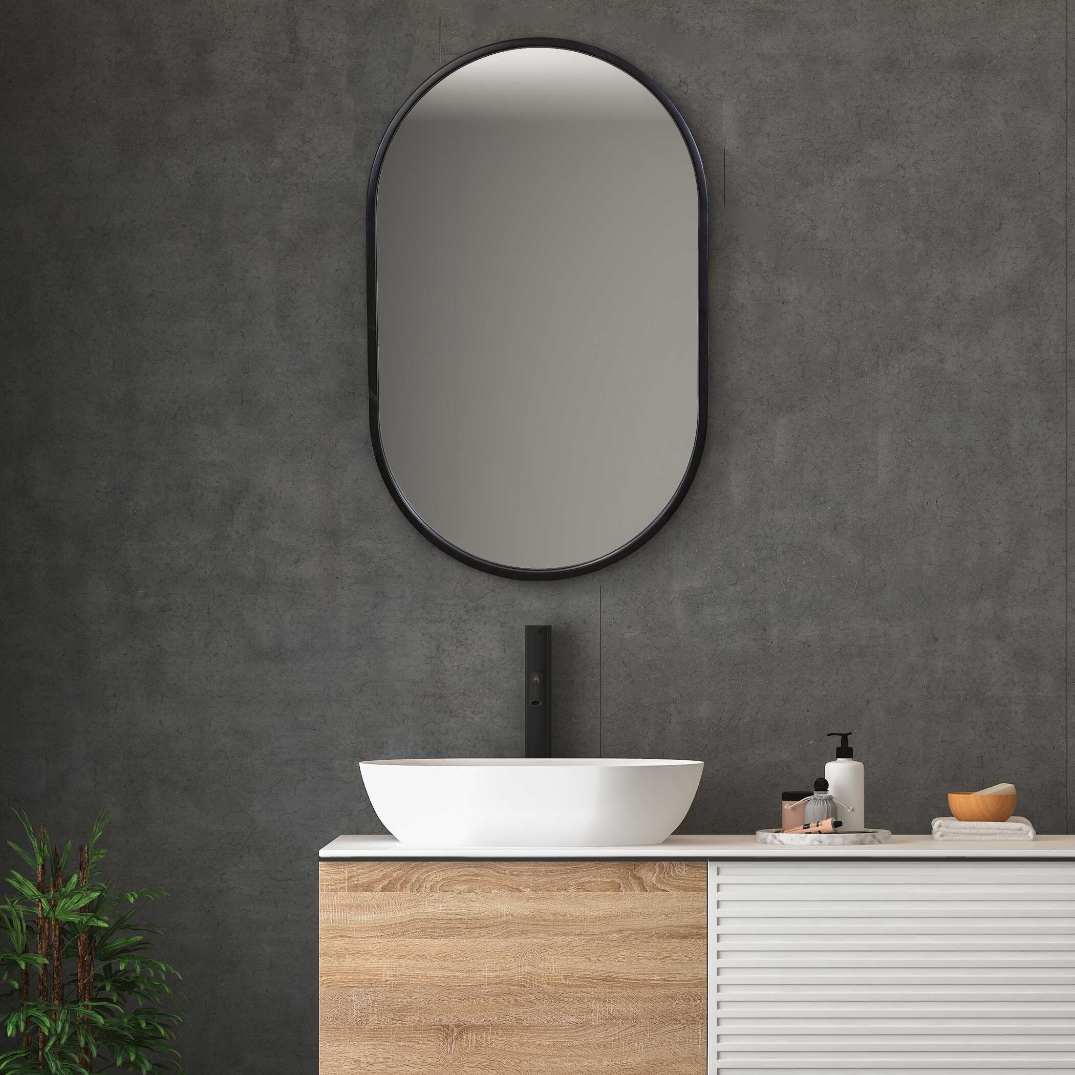 Varina Minimalist Oval Mirror