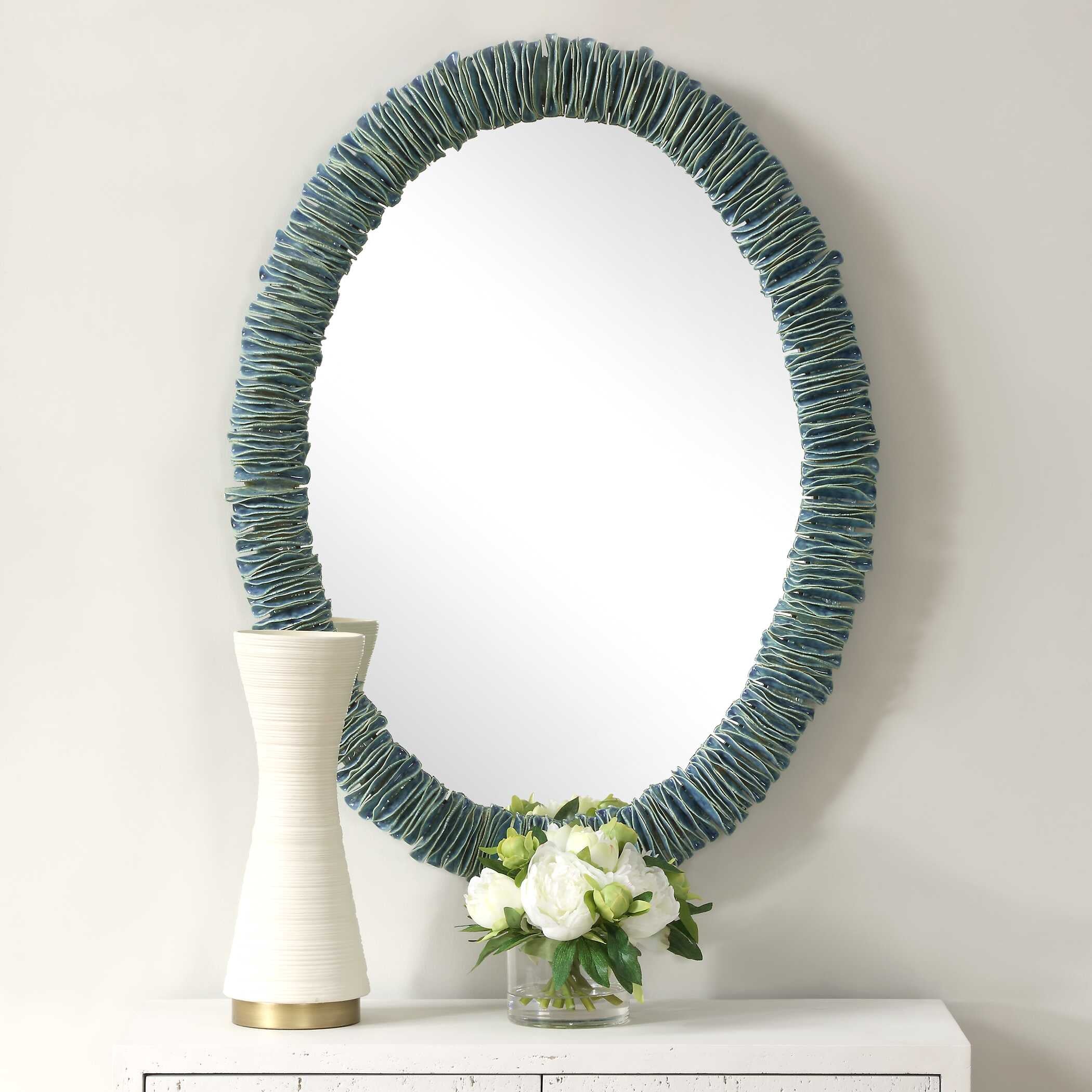 Bonaire Teal Oval Mirror