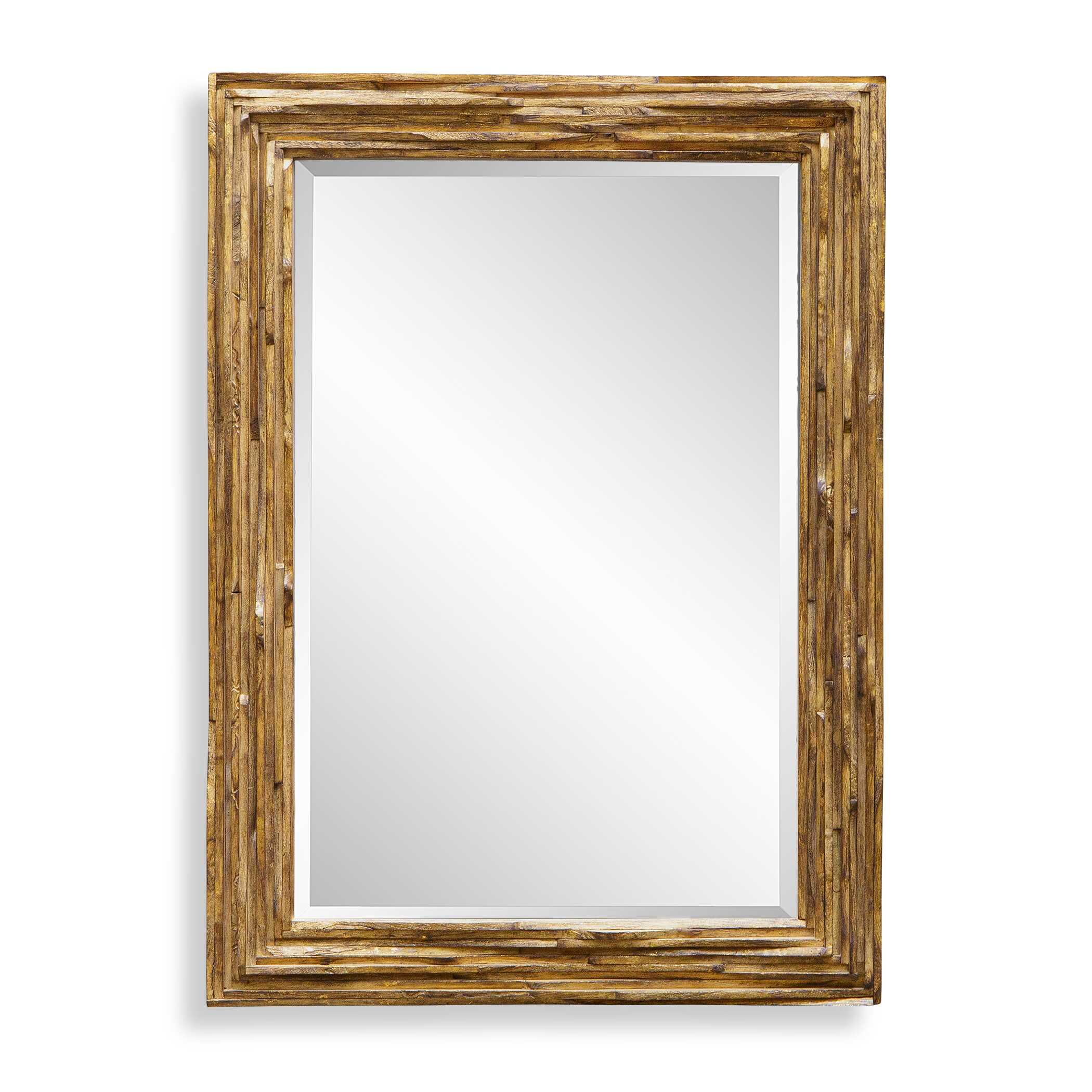 Overlap Teak Wood Mirror