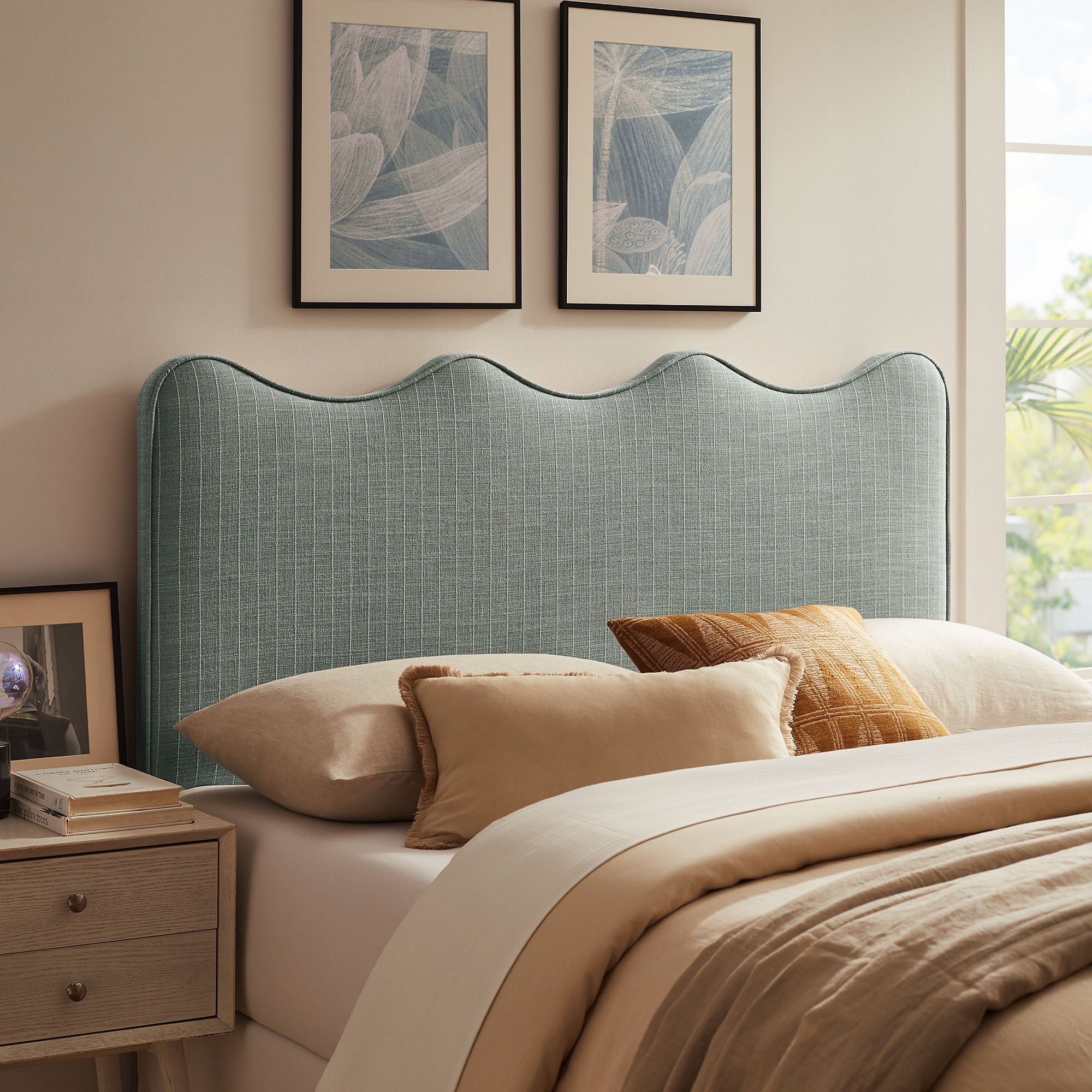Athena Striped Fabric Upholstered Headboard
