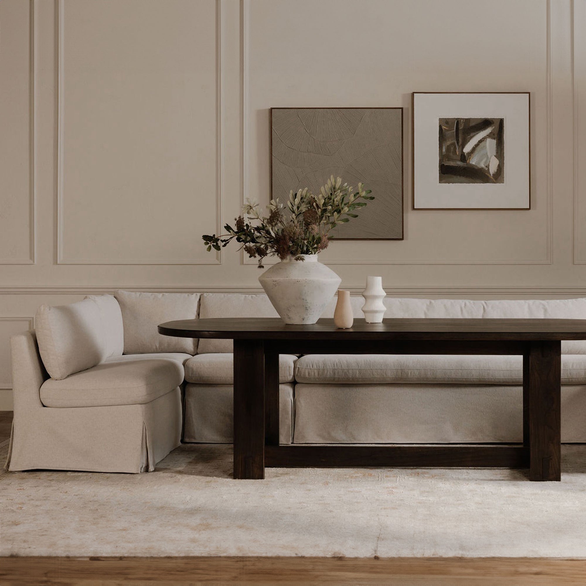 Fable Slipcover Dining Banquette L-Shape 139.5 in.