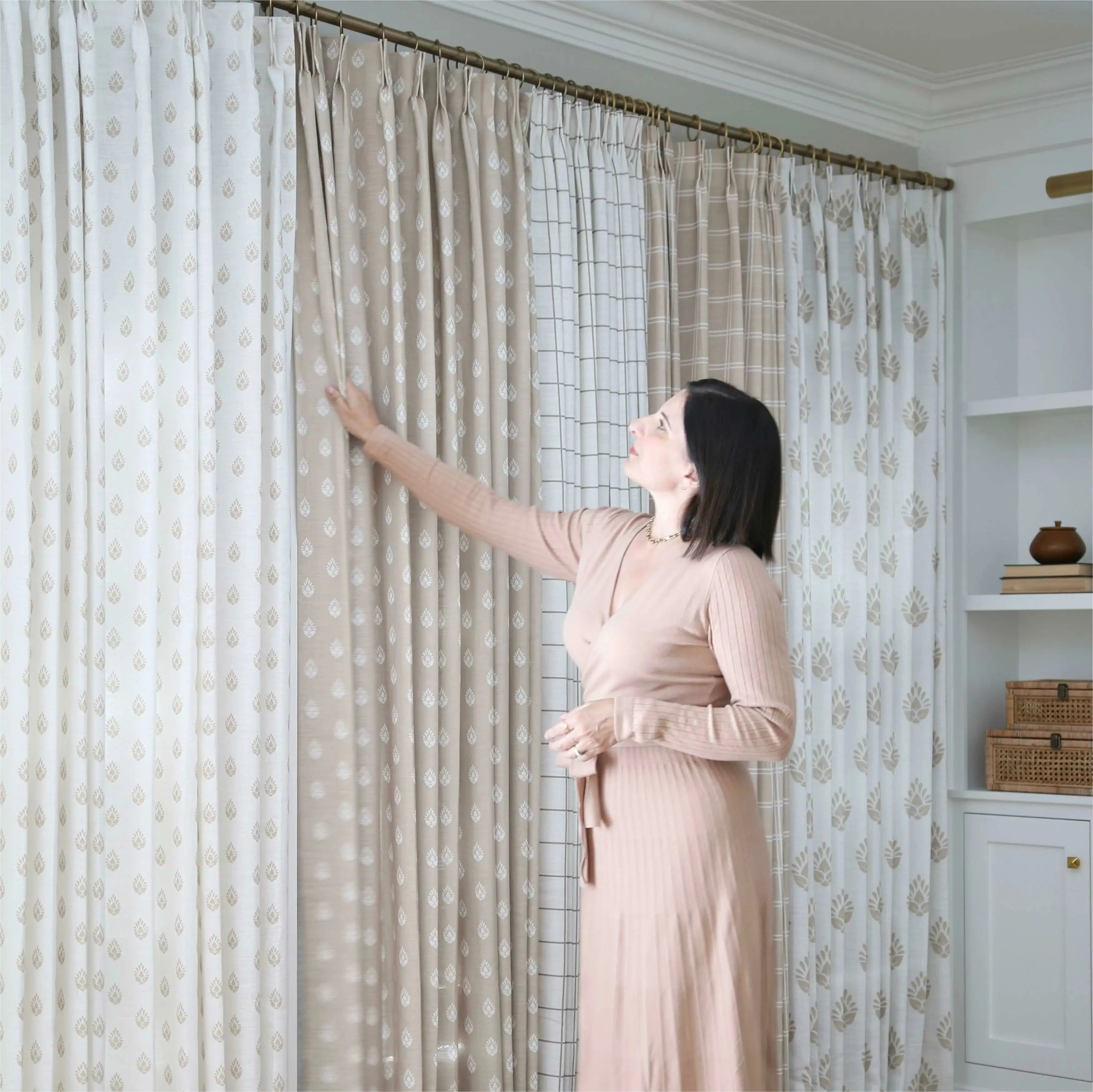 Stefana Silber Print Linen Drapery Pinch Pleat with Unlined TWOPAGES