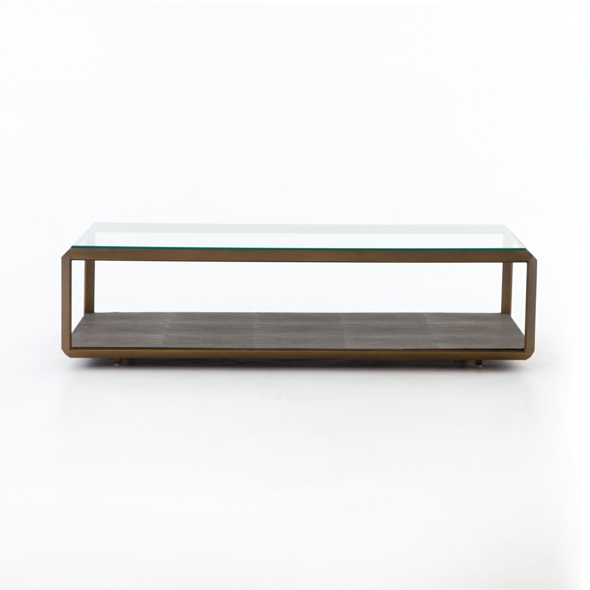 Shagreen Shadow Box Coffee Table - Tempered Glass