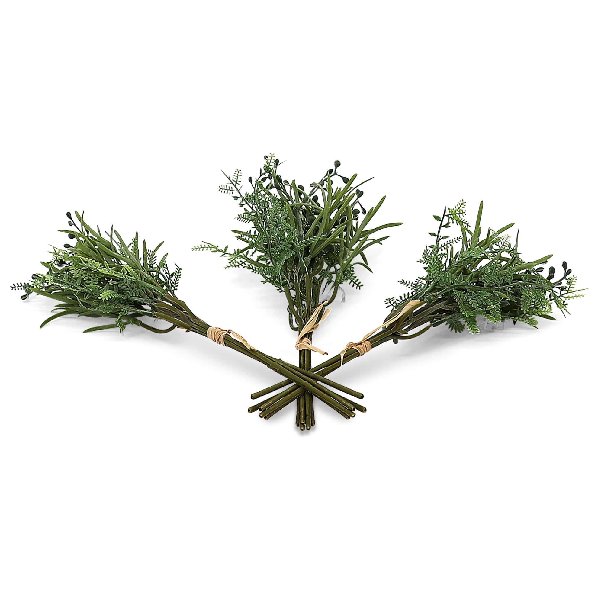 13" Vintage Sage Green Ferns (Set of 3)