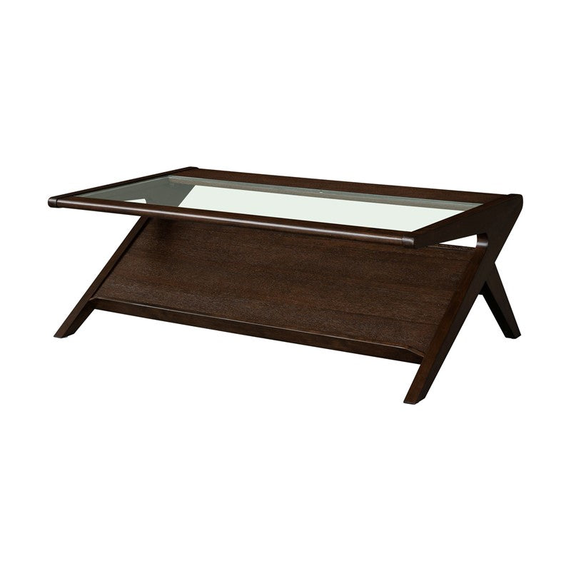 Rocket wood & tempered glass coffee table