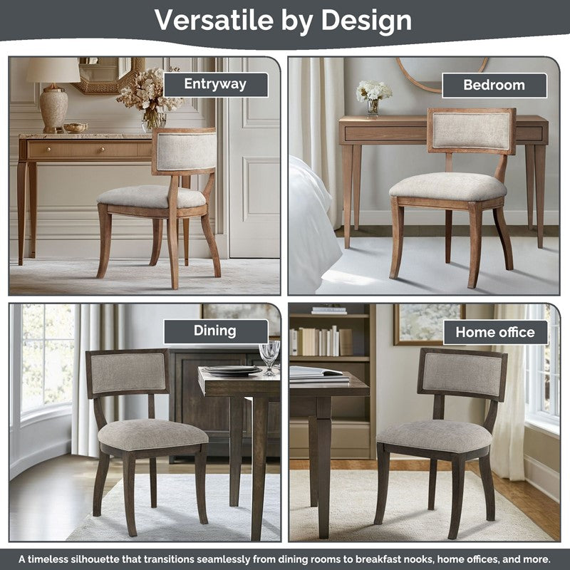 Marie Upholstered Split-Back Dining Chairs with Curved Wood Frame (Set of 2)