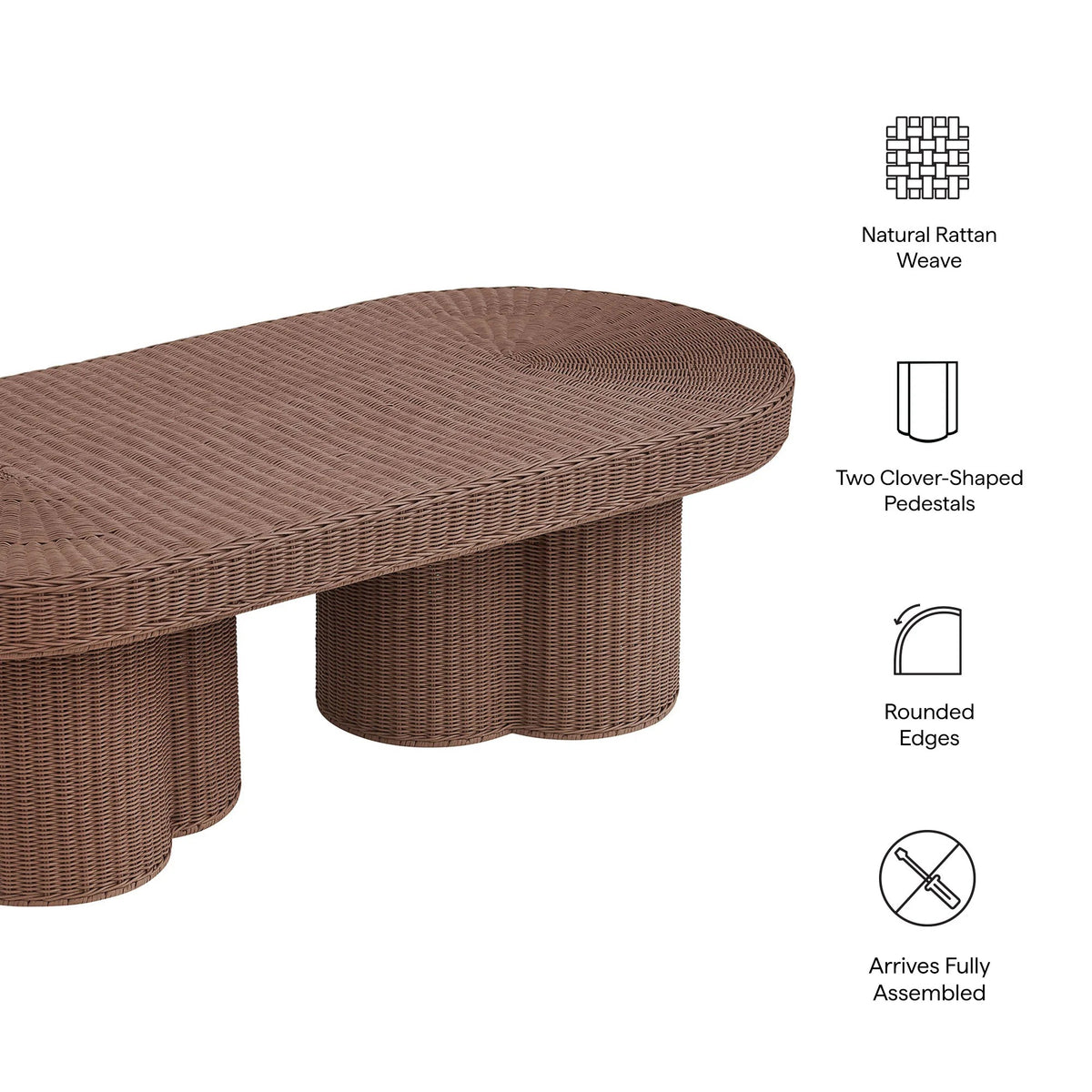 Sarova Natural Rattan Oval Pedestal Coffee Table