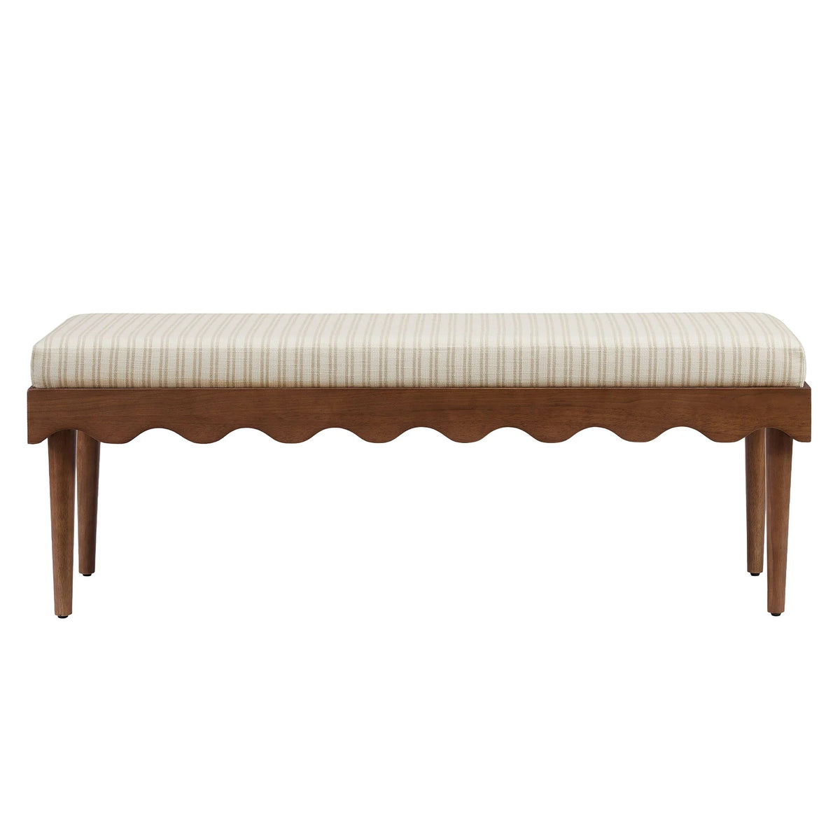 Mirette Scalloped Edge Striped Accent Bench
