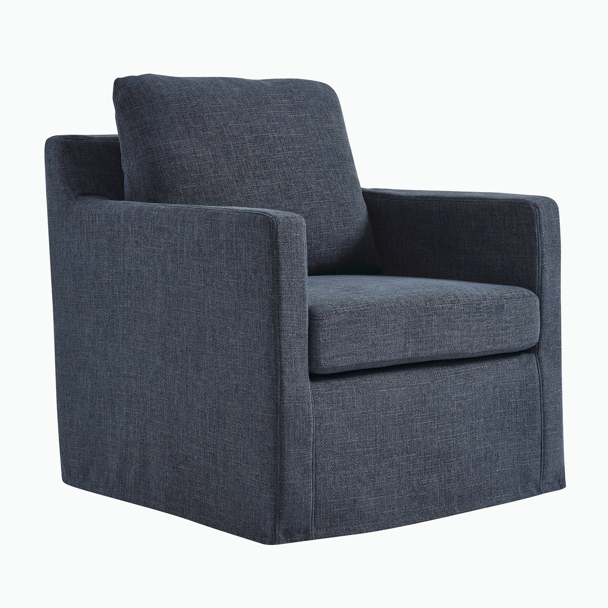 Serene Fabric Slipcovered Swivel Armchair