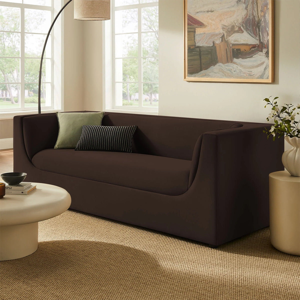 Hilda Curved Back Performance Velvet Sofa