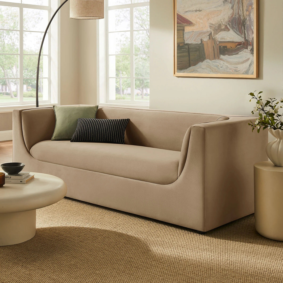 Hilda Curved Back Performance Velvet Sofa