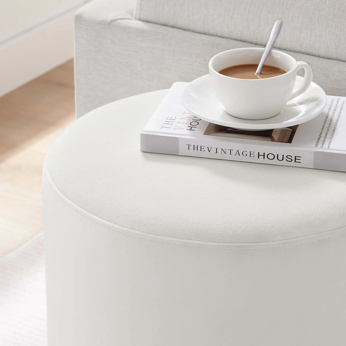 Tilden Round Performance Velvet Upholstered Ottoman