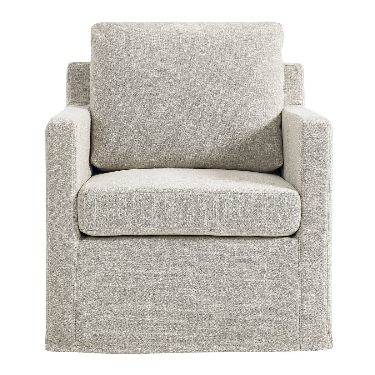 Serene Fabric Slipcovered Swivel Armchair
