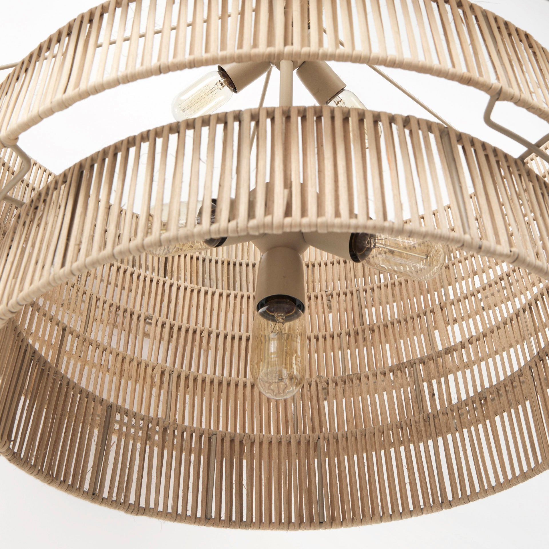 Marimba 40 L x 40 W x 24 H Natural Cane 6 Tier Chandelier