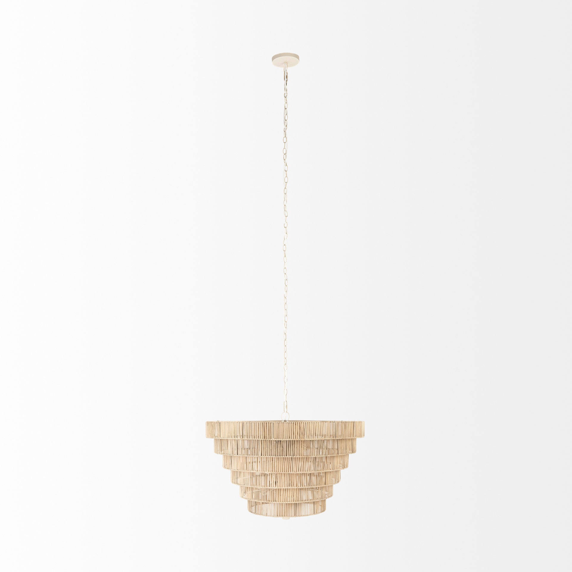 Marimba 40 L x 40 W x 24 H Natural Cane 6 Tier Chandelier