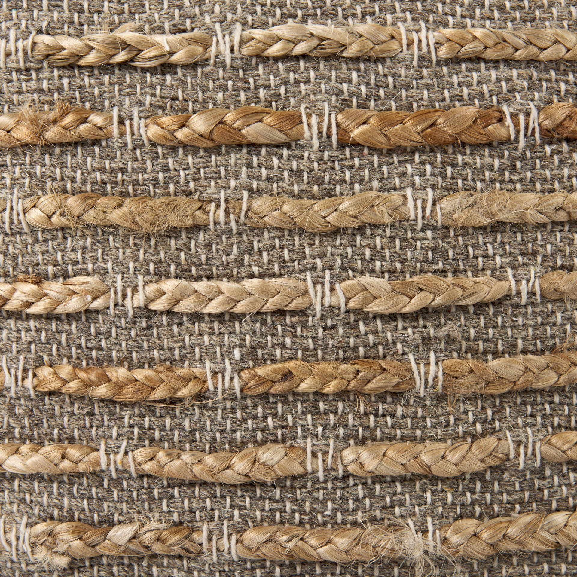 Binita  16.0L x 16.0W x 16.0H  Gray/Brown Hemp Wool and Cotton Pouf