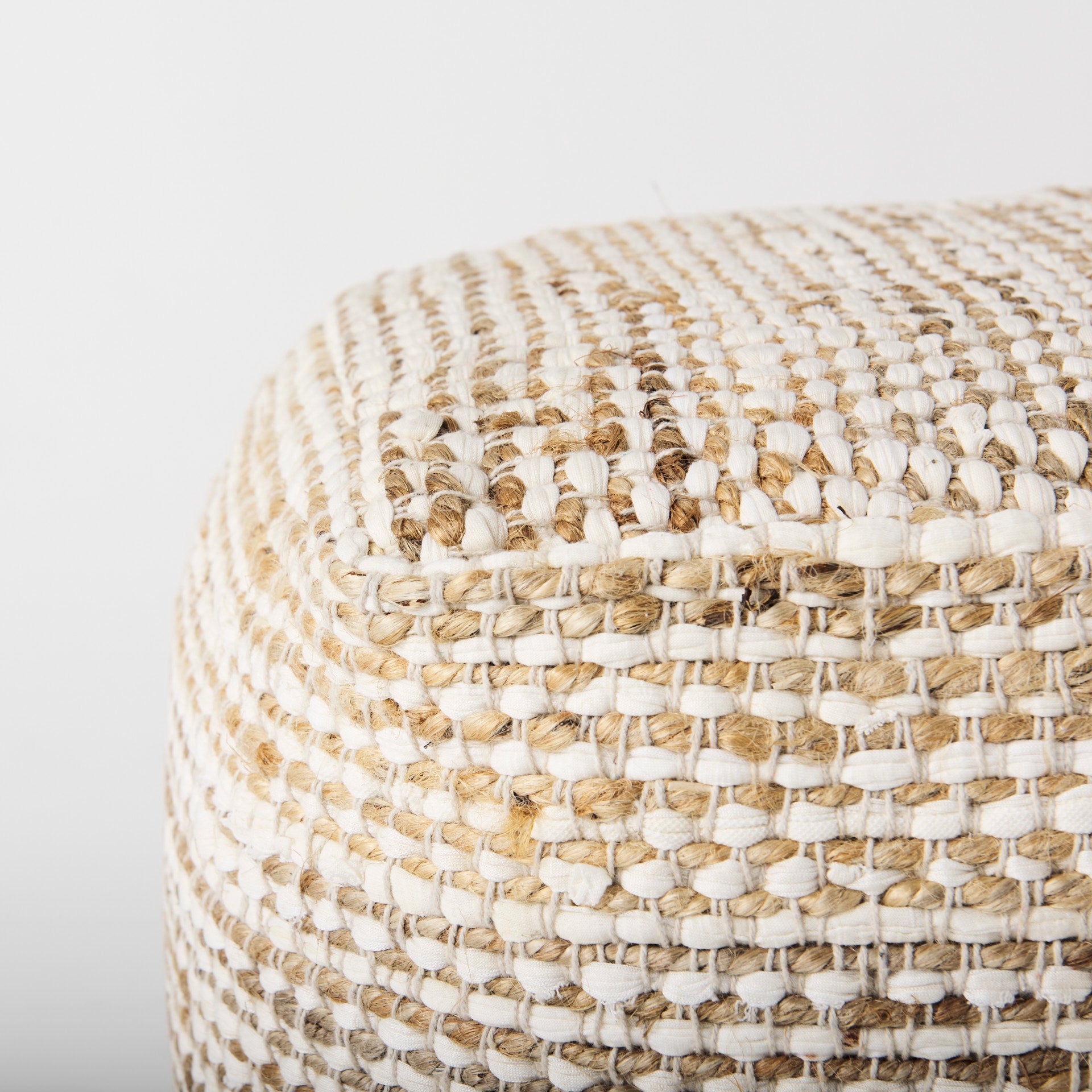 Ekani 16.0L x 16.0W x 16.0H Cream/Beige Cotton Pouf