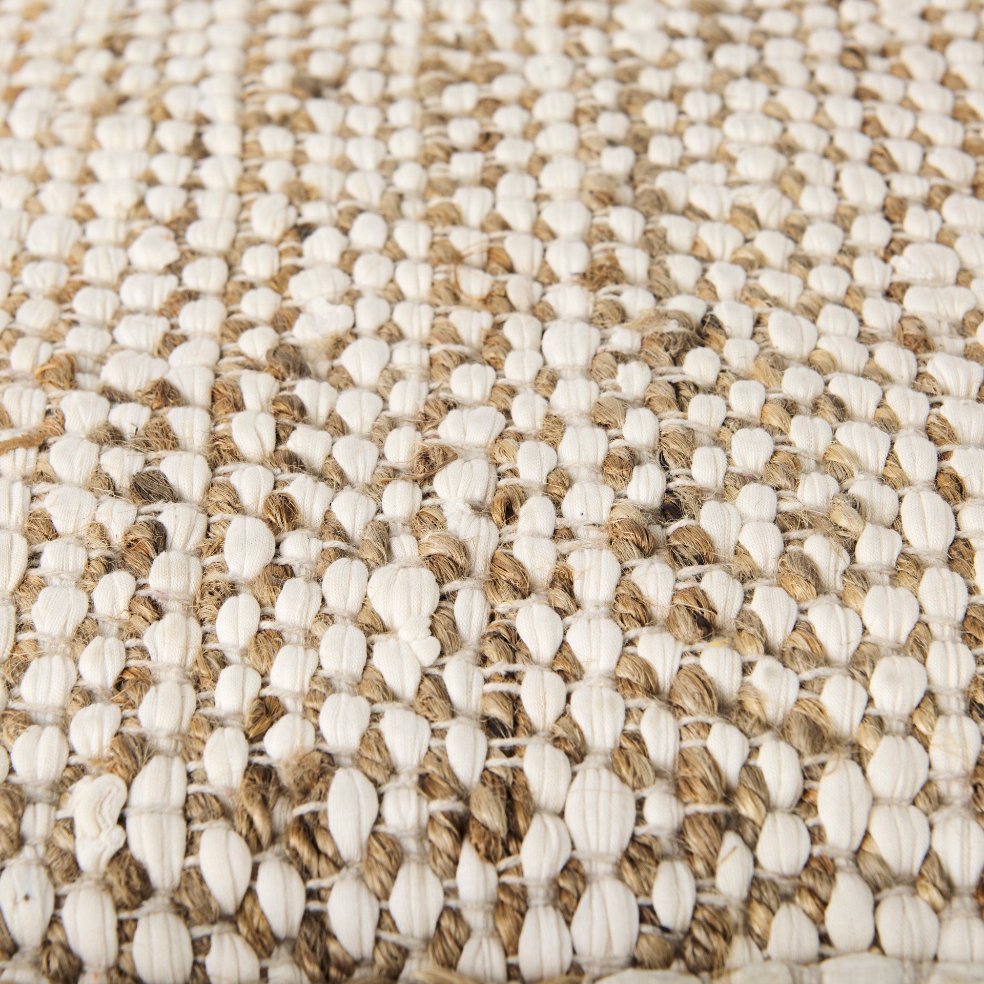 Ekani 16.0L x 16.0W x 16.0H Cream/Beige Cotton Pouf