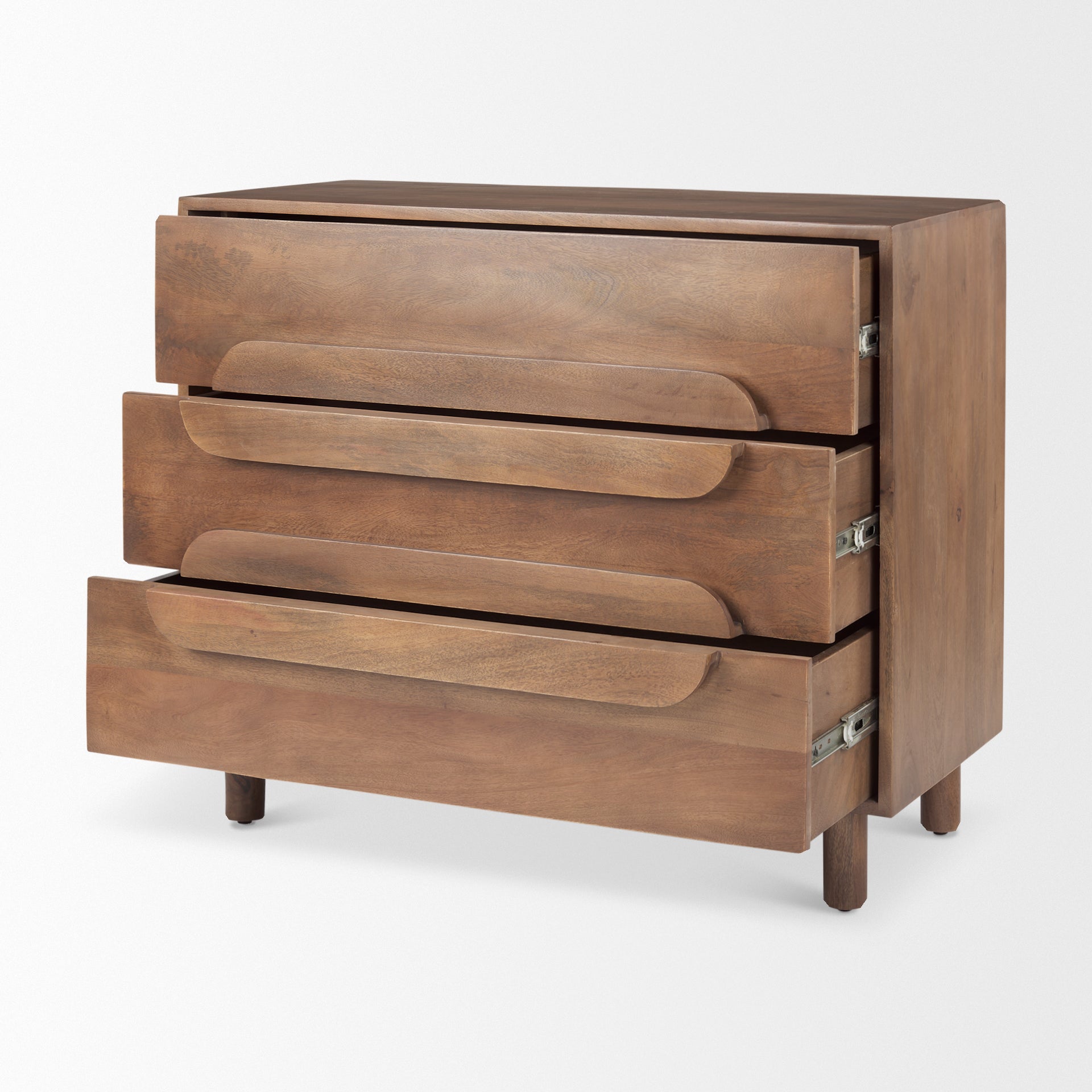 Astrid  36L x 17W x 30.3H Medium Brown Solid Wood 3 Drawer Cabinet