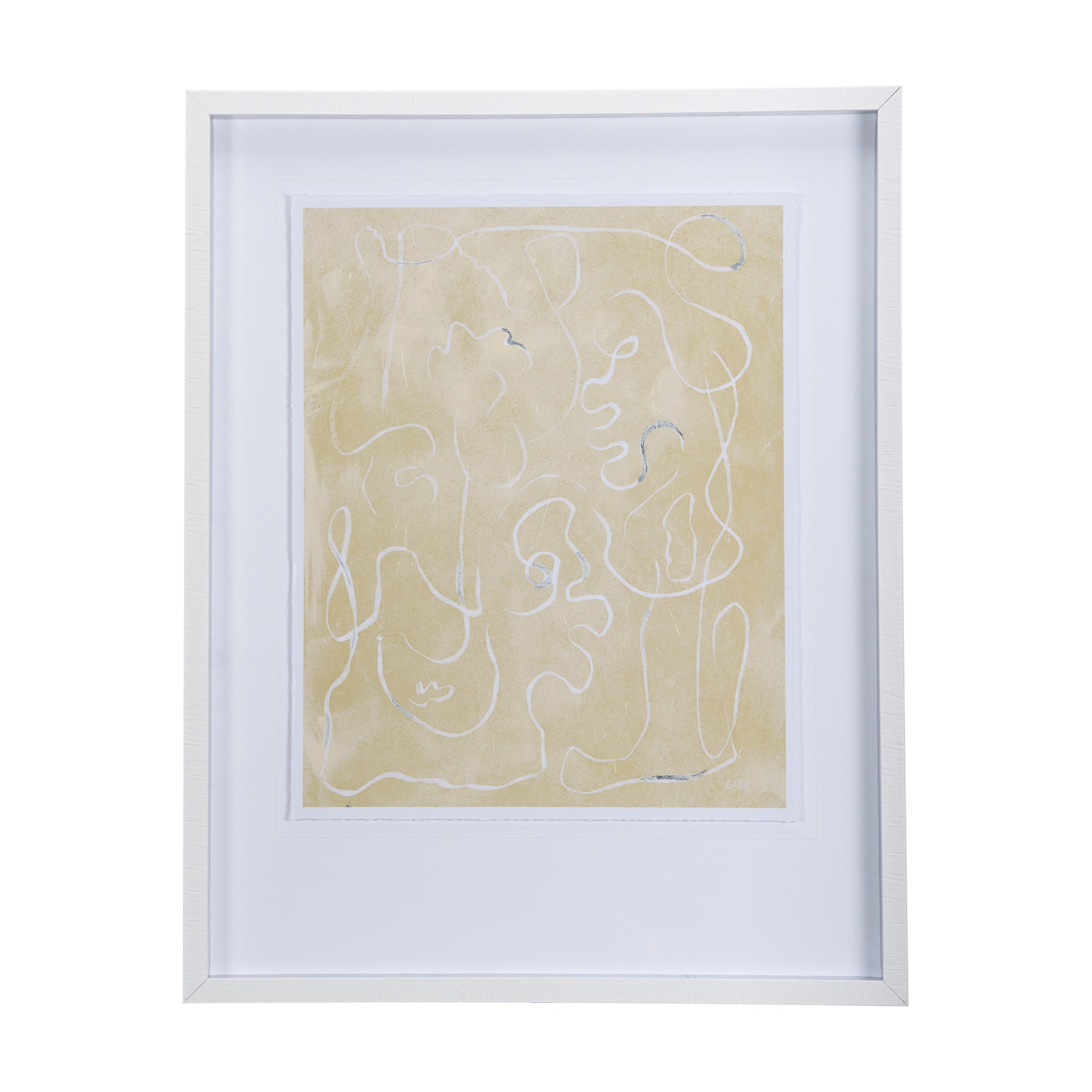 Thread Yellow I by Mercana Studio a Hand Embellished Textured Framed Art Print Matted under Glass