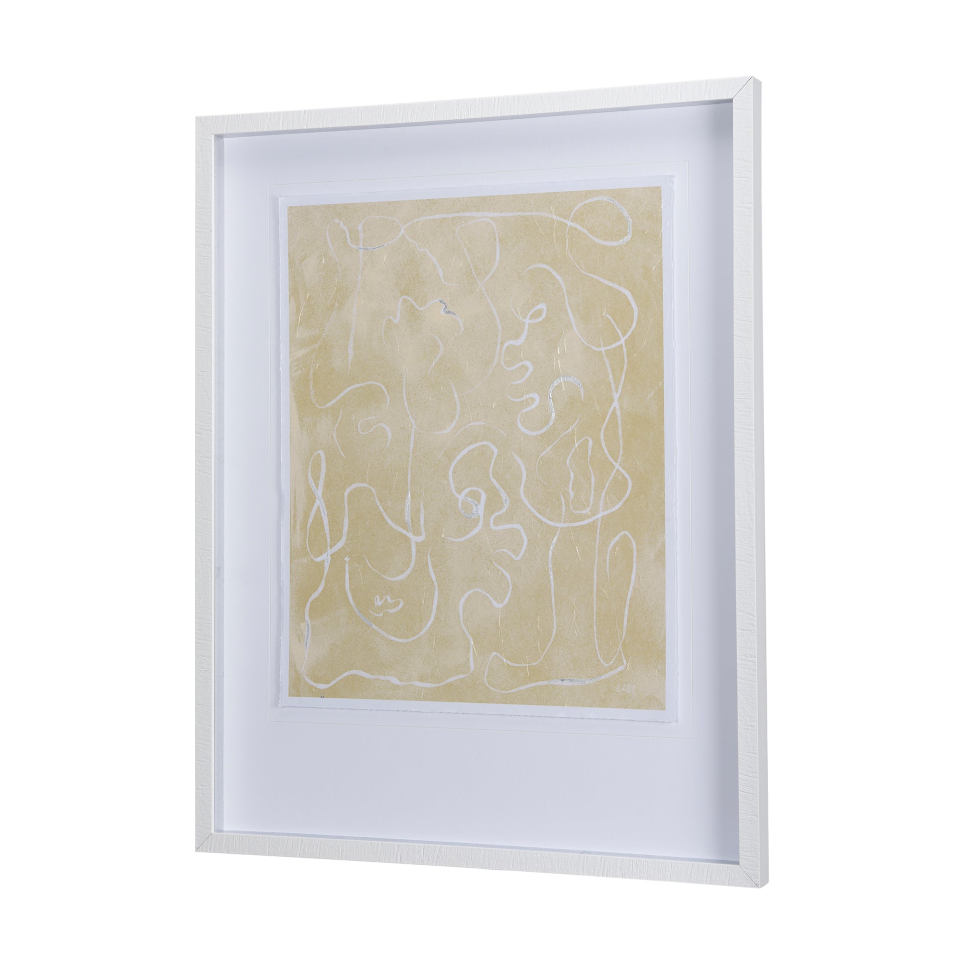 Thread Yellow I by Mercana Studio a Hand Embellished Textured Framed Art Print Matted under Glass