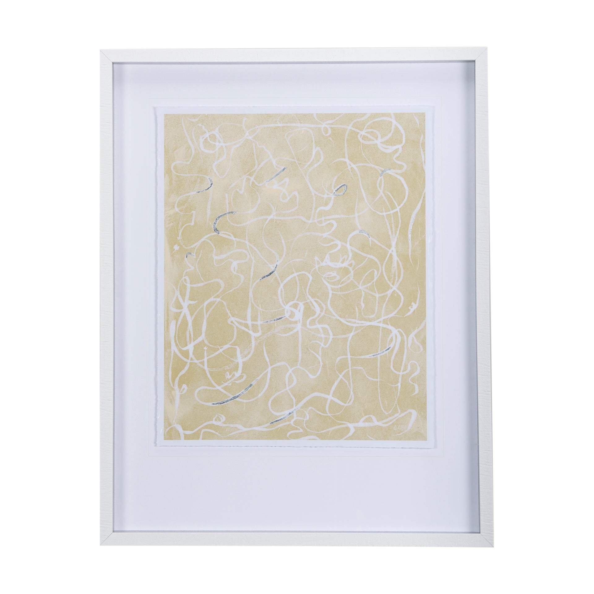 Thread Yellow III by Mercana Studio a Hand Embellished Textured Framed Art Print Matted under Glass