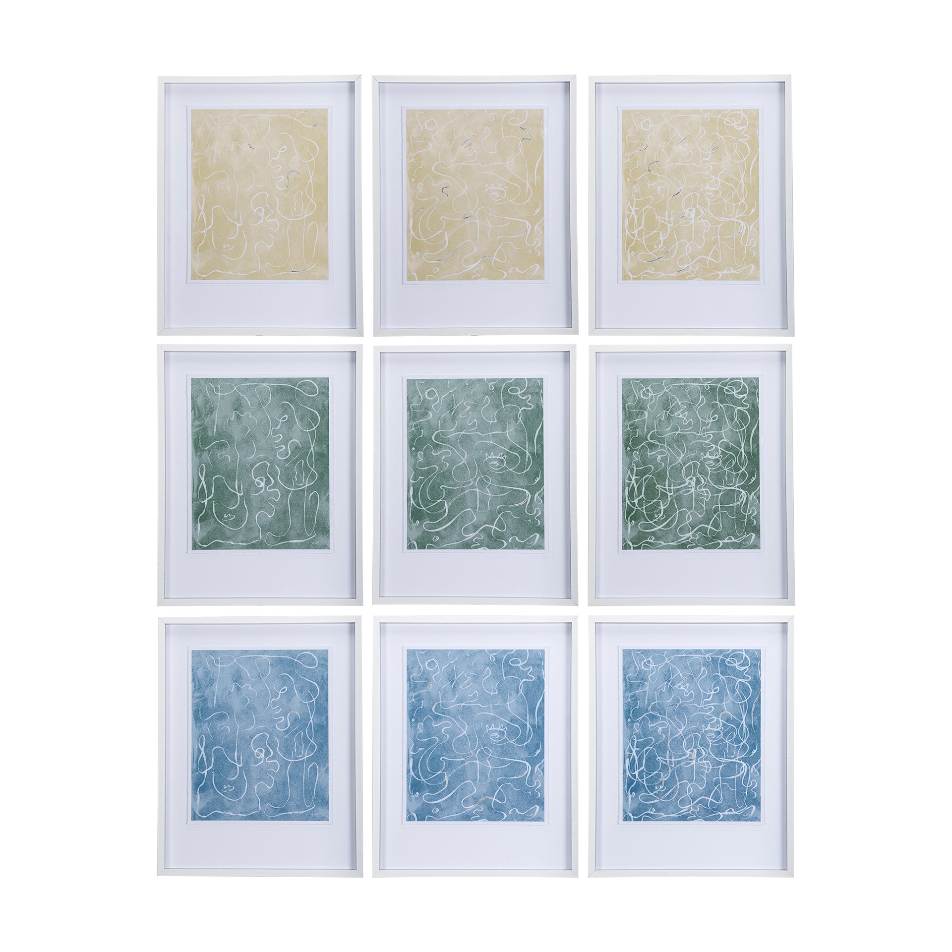 Thread Blue II by Mercana Studio a Hand Embellished Textured Framed Art Print Matted under Glass