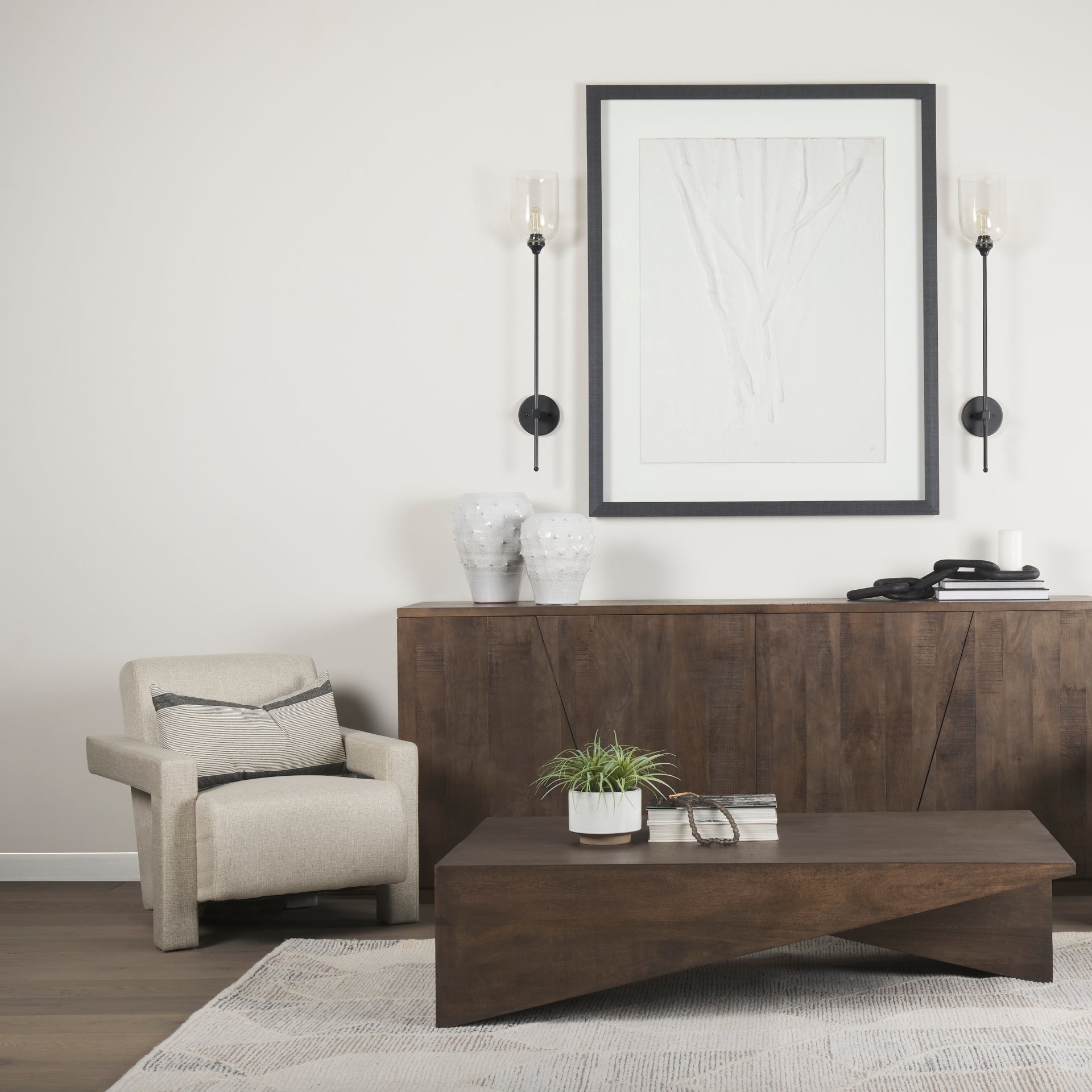 West 55L x 32W x 14H Medium Brown Wooden Angled Coffee Table