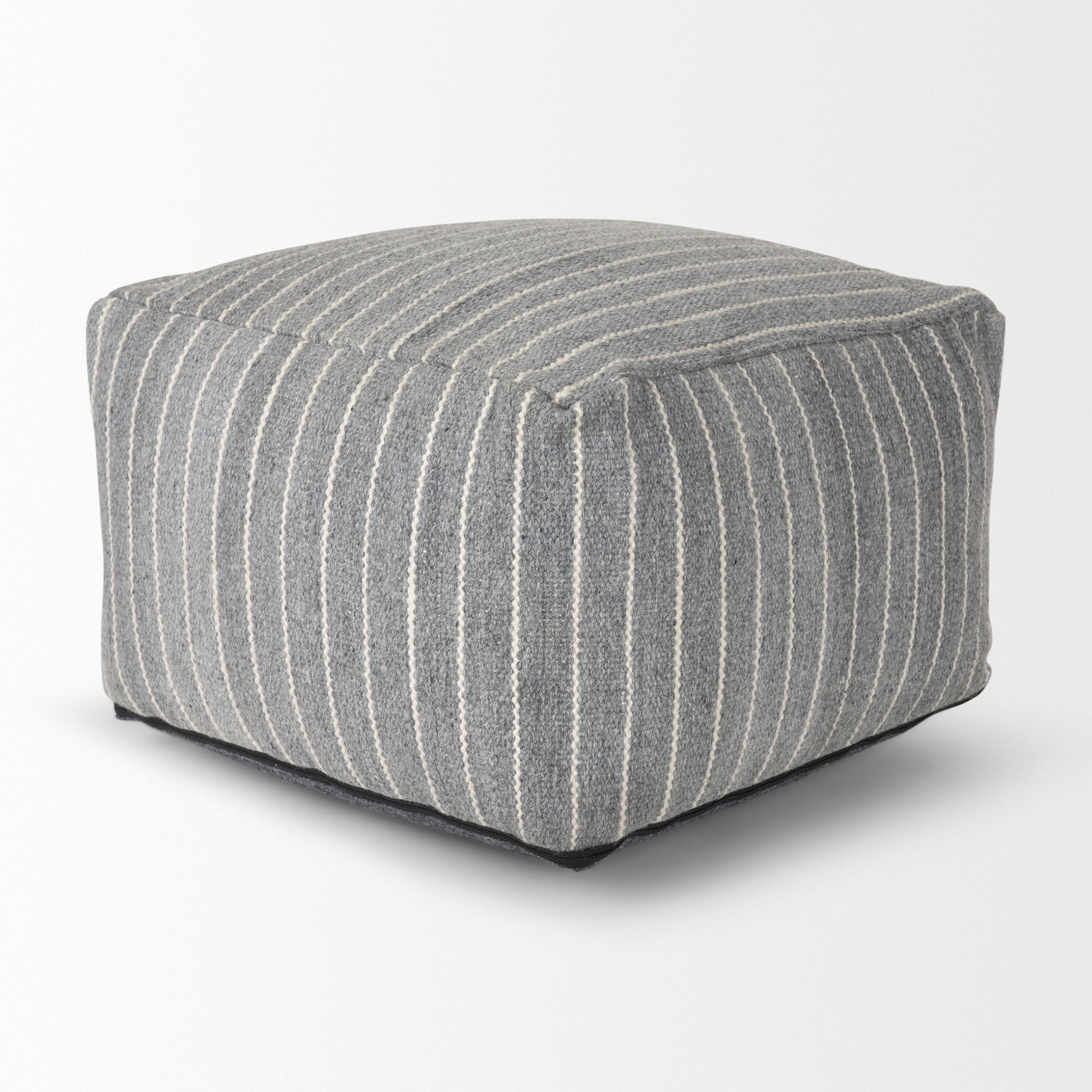 Kensie Large Blue Striped Pouf