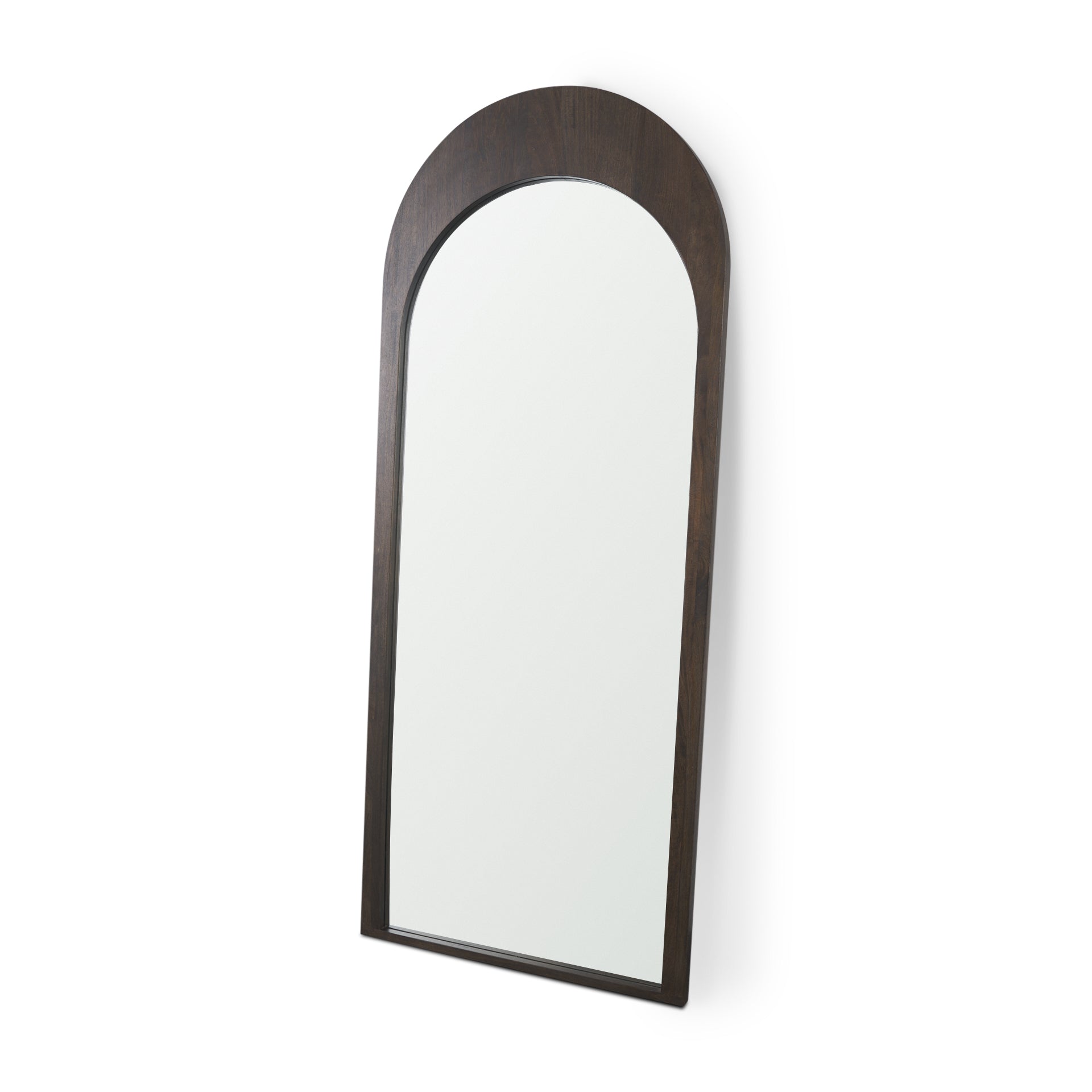 Celeste Dark Brown Wood Arched Floor Mirror
