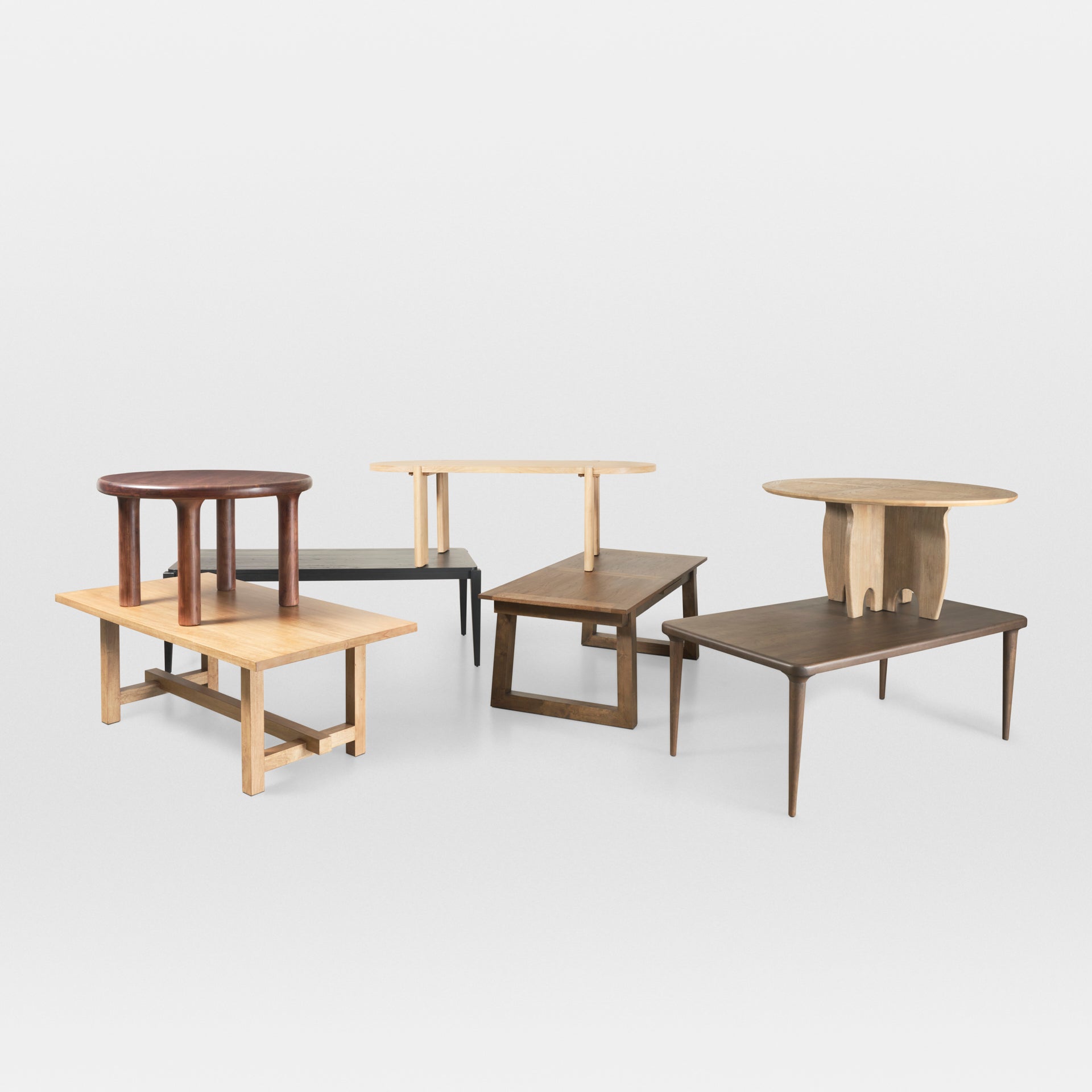 Sonomi Brown Solid Rubber Wood w/ Round Oak Tabletop Dining Table