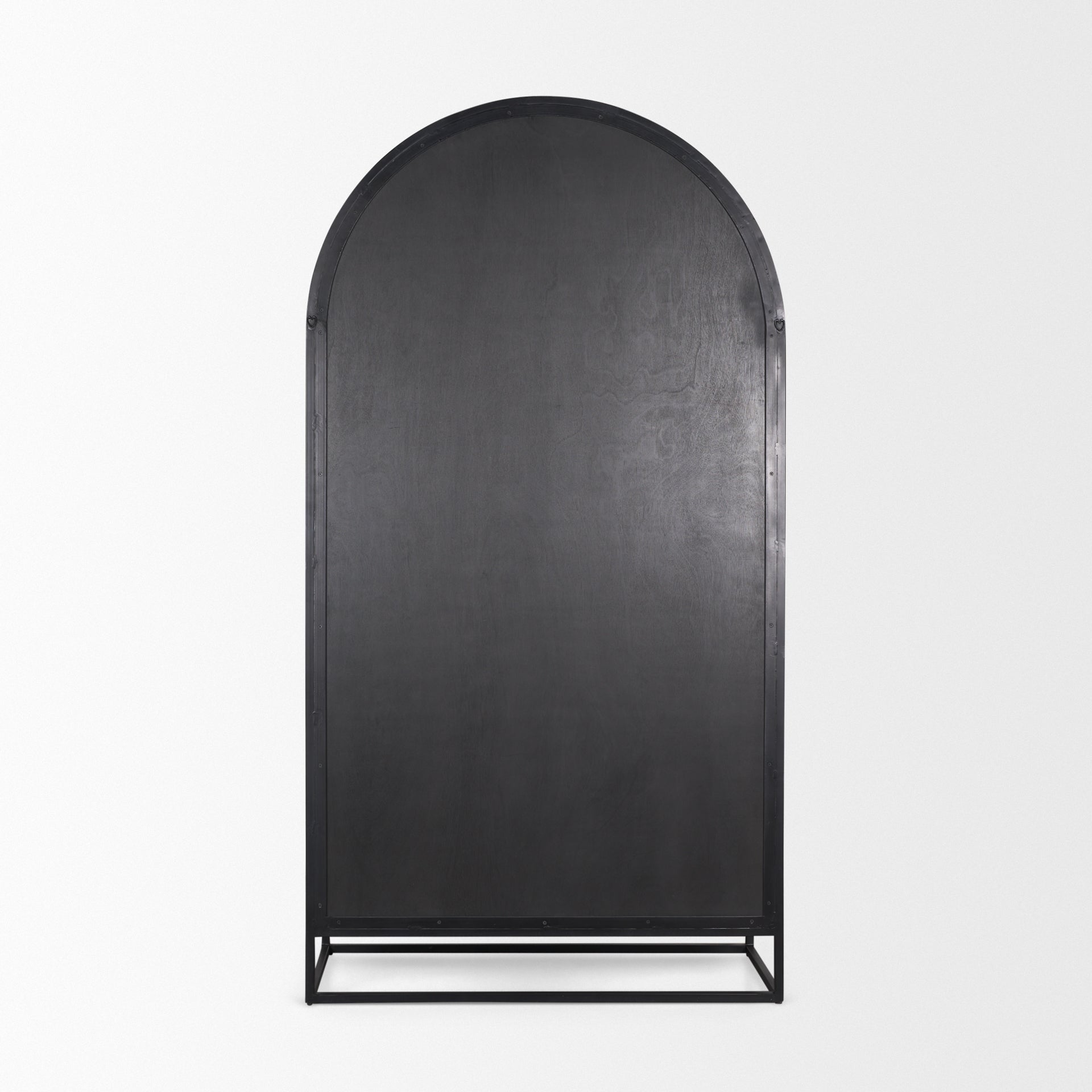 Sloan 80.5H Dark Brown Wood W/Black Metal Arched Curio Cabinet