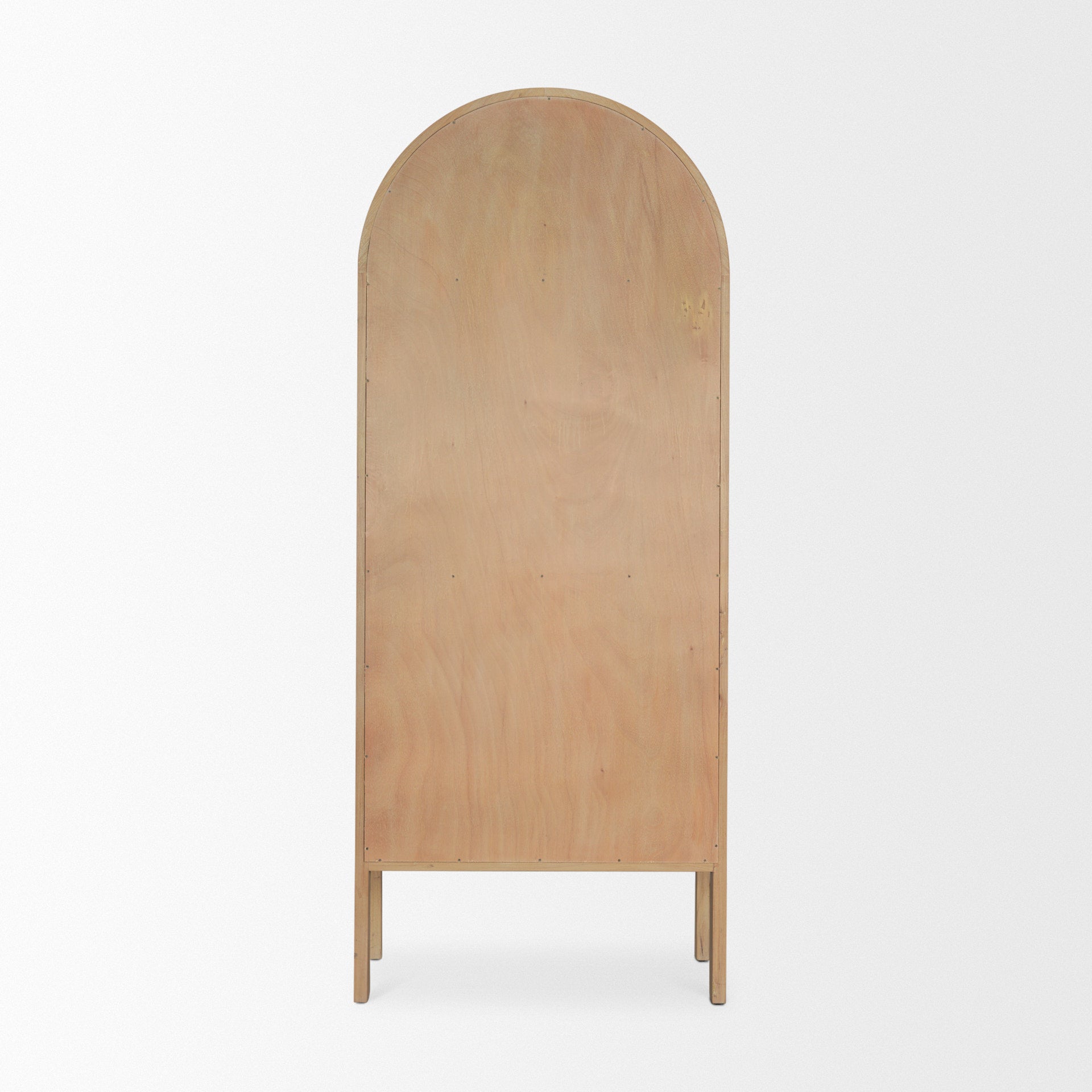 Callum Light Brown Elm Wood w/ Glass Doors  Arched Curio Cabinet