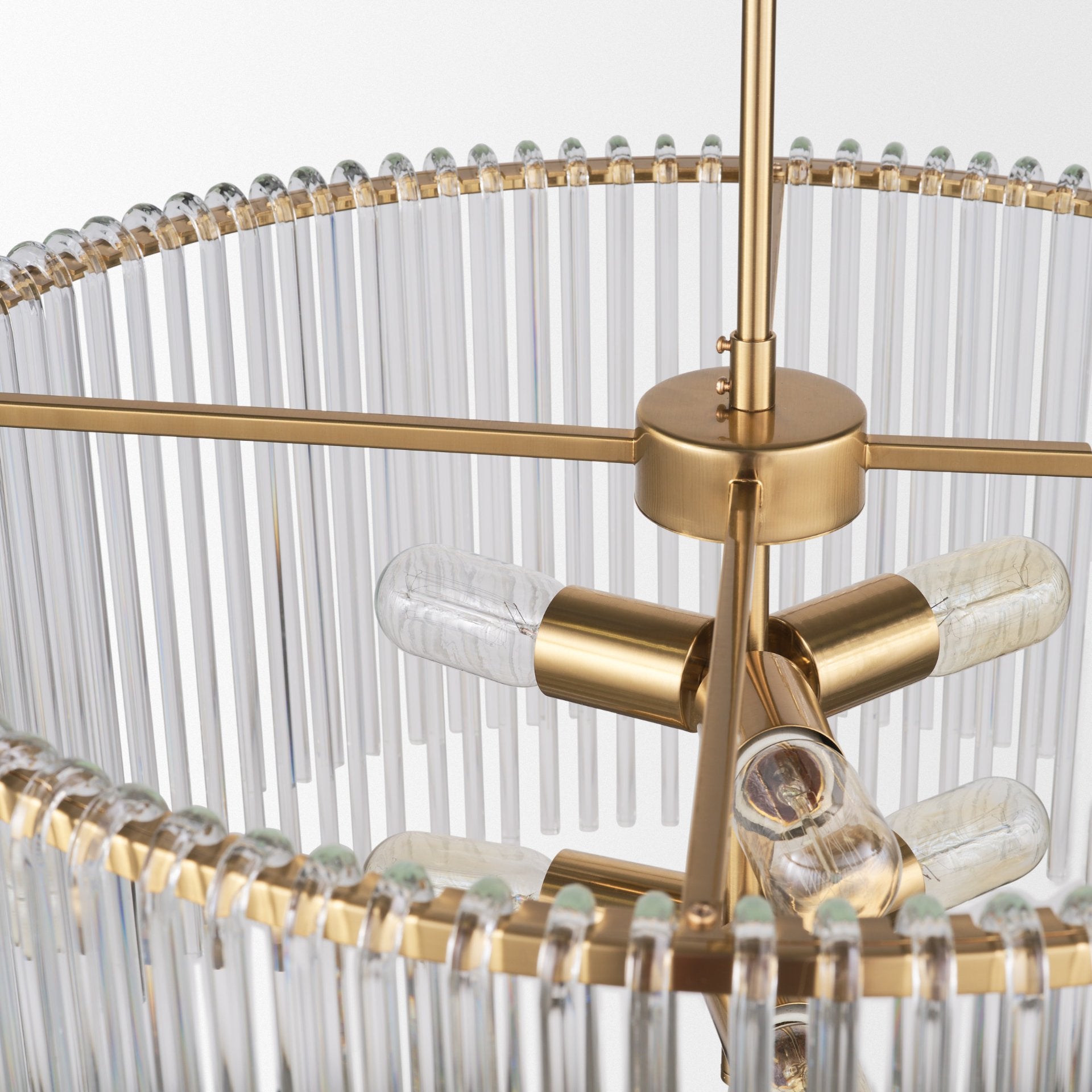 Elsa (26"x14") Clear Glass and Gold Metal Frame Six Bulb Chandelier