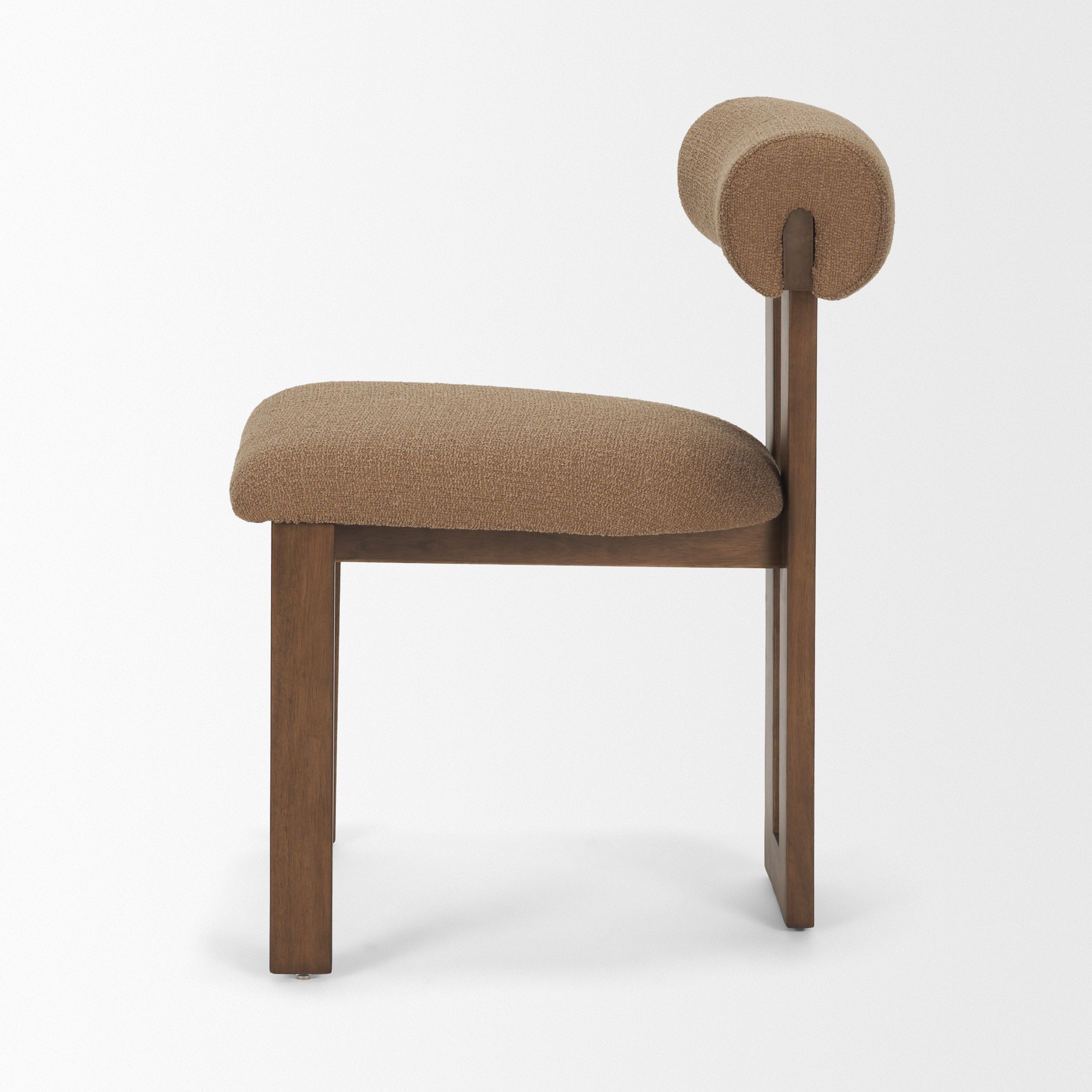 Tribeca Curve Open Back Mocha Fabric Tripod Frame Dining Chair S/2