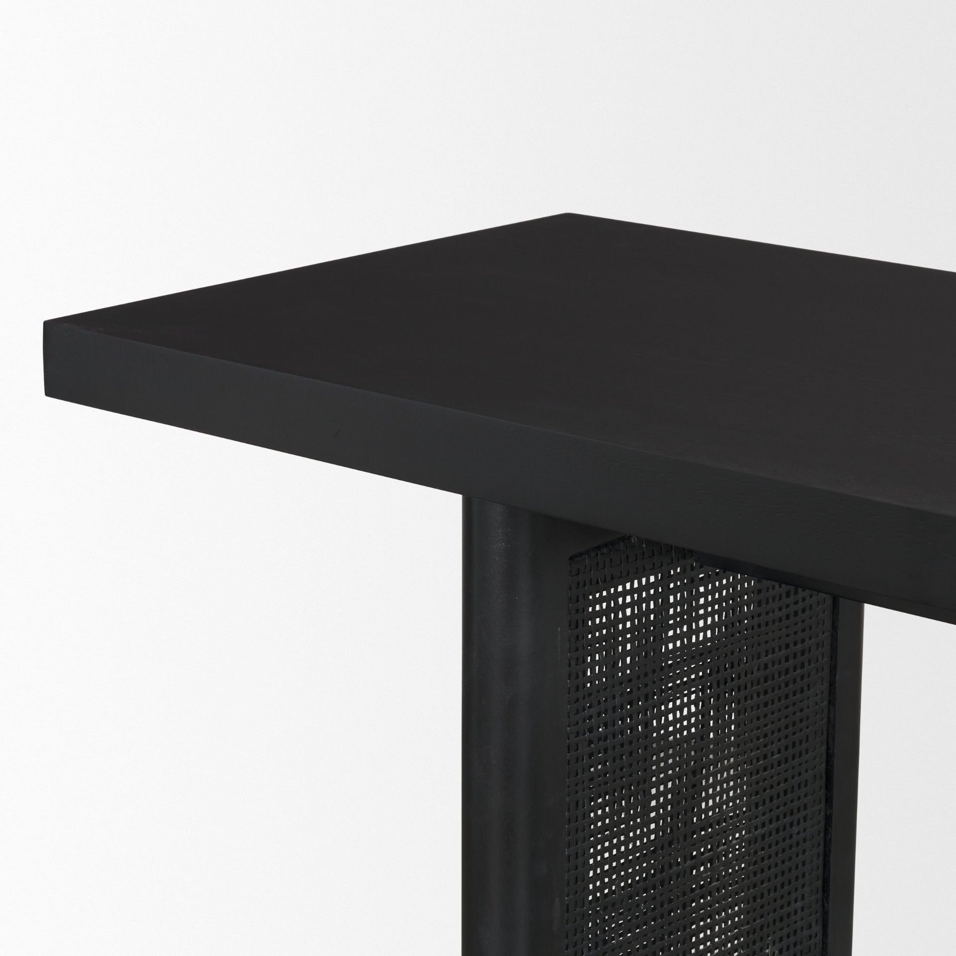Grier 65" Black Wood w/ Black Cane Console Table